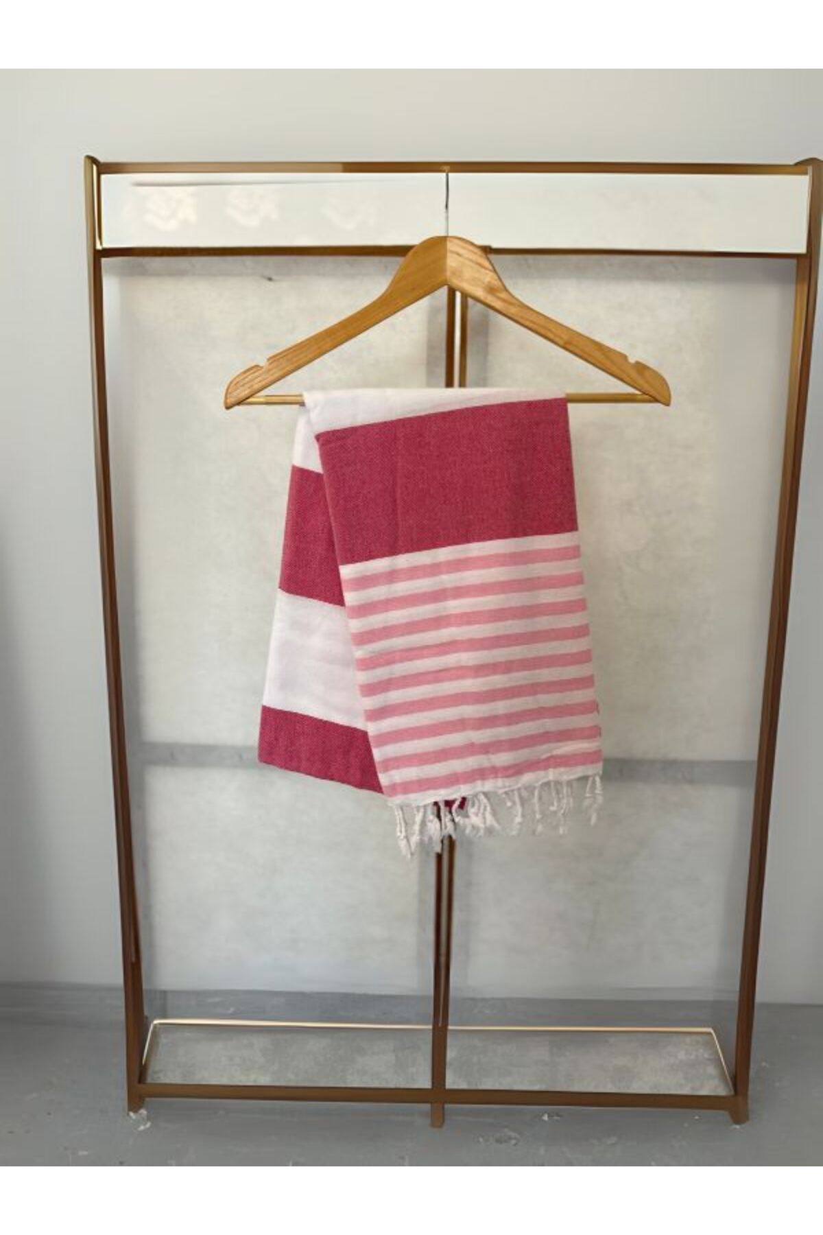 Home Hürrem 100*180 pembe çizgili bordo renk %100 pamuk çok amaçlı peştemal