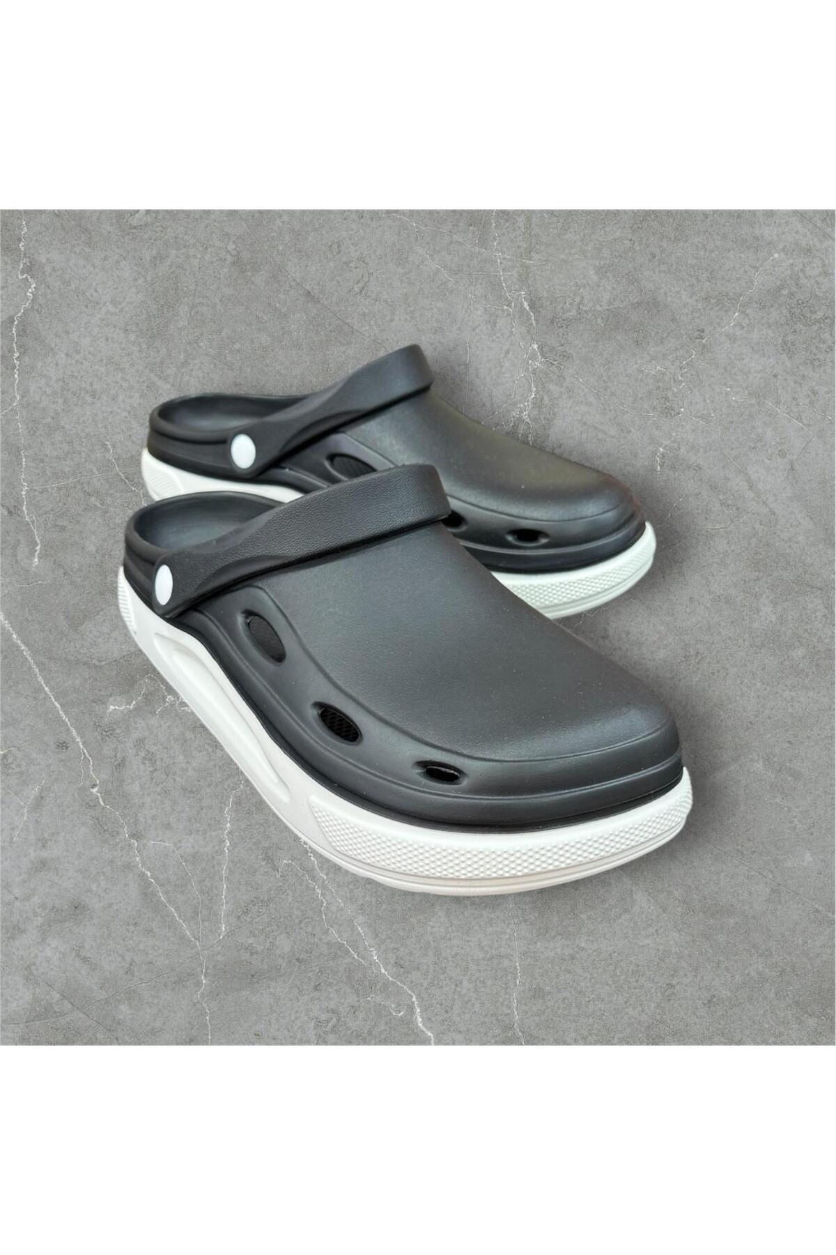 monapicco-Men's Black Large Size Battal Soft Soft Orthopedic Sole Closed Front Slippers Sandals 2