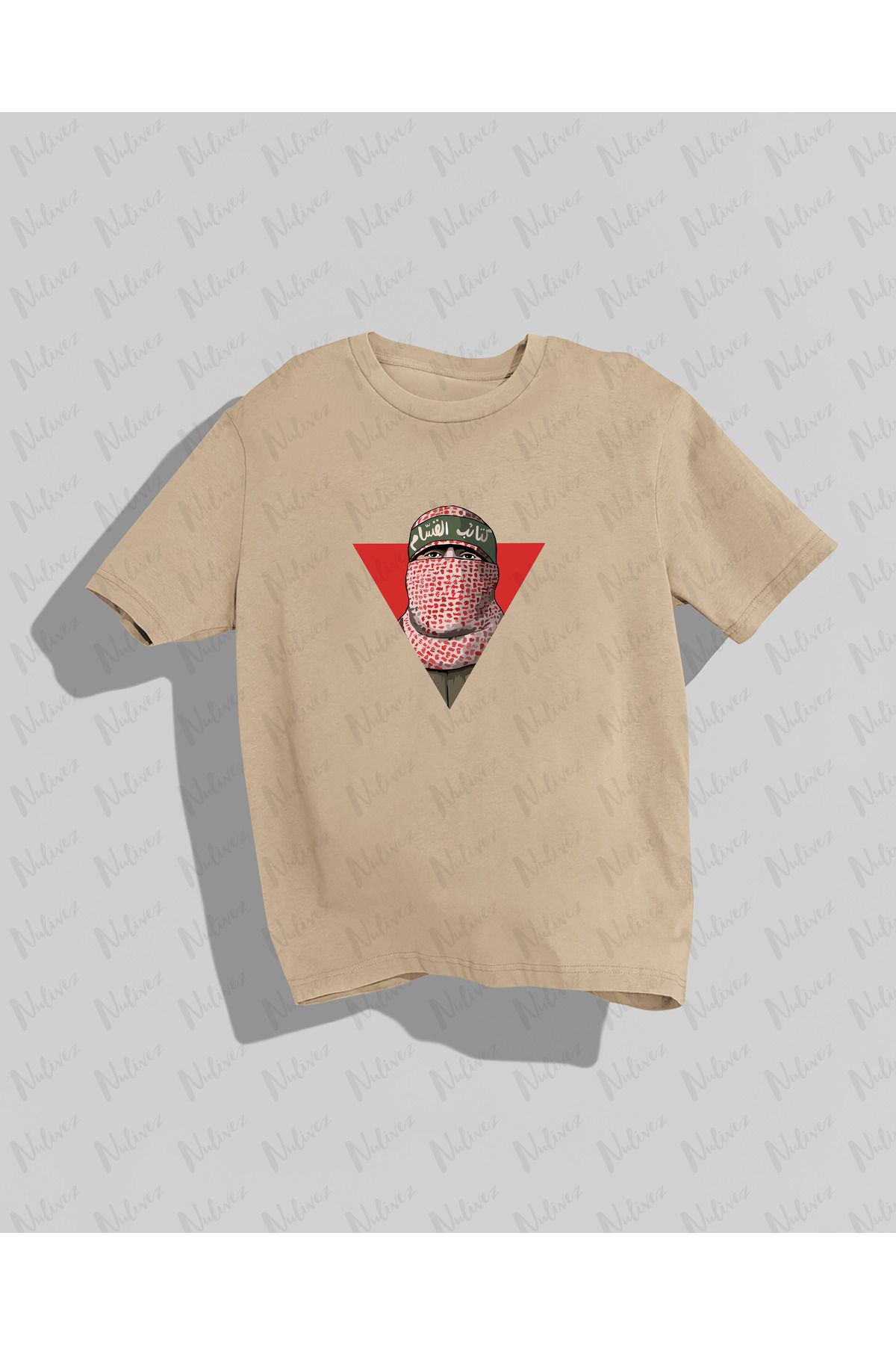 Nulivez Filistin - Abu Ubaida Tasarımı Baskılı Yüksek Kalite Kompakt Unisex Oversize T-Shirt