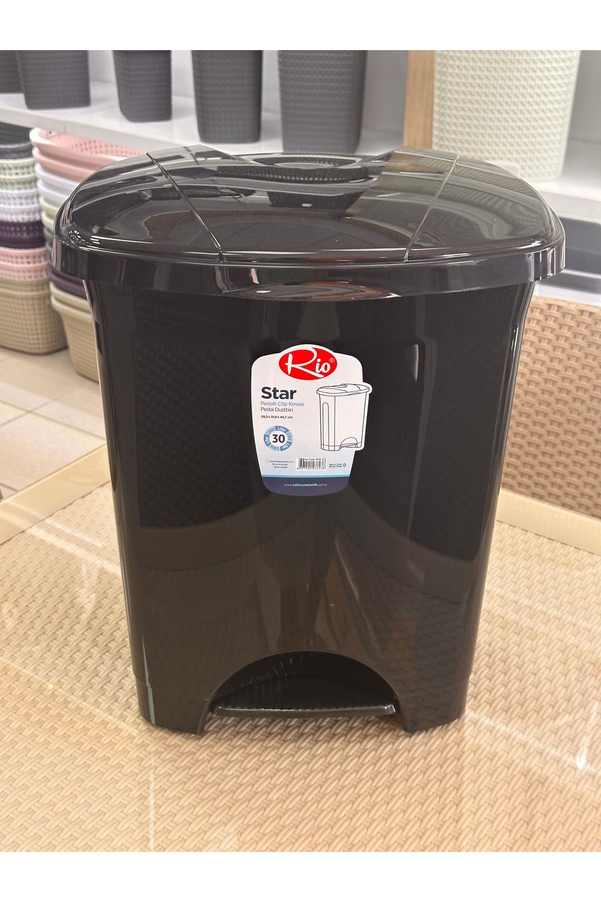 LeesHome 30 Lt Pedallı Plastik Çöp Kovası Siyah İç Kovalı
