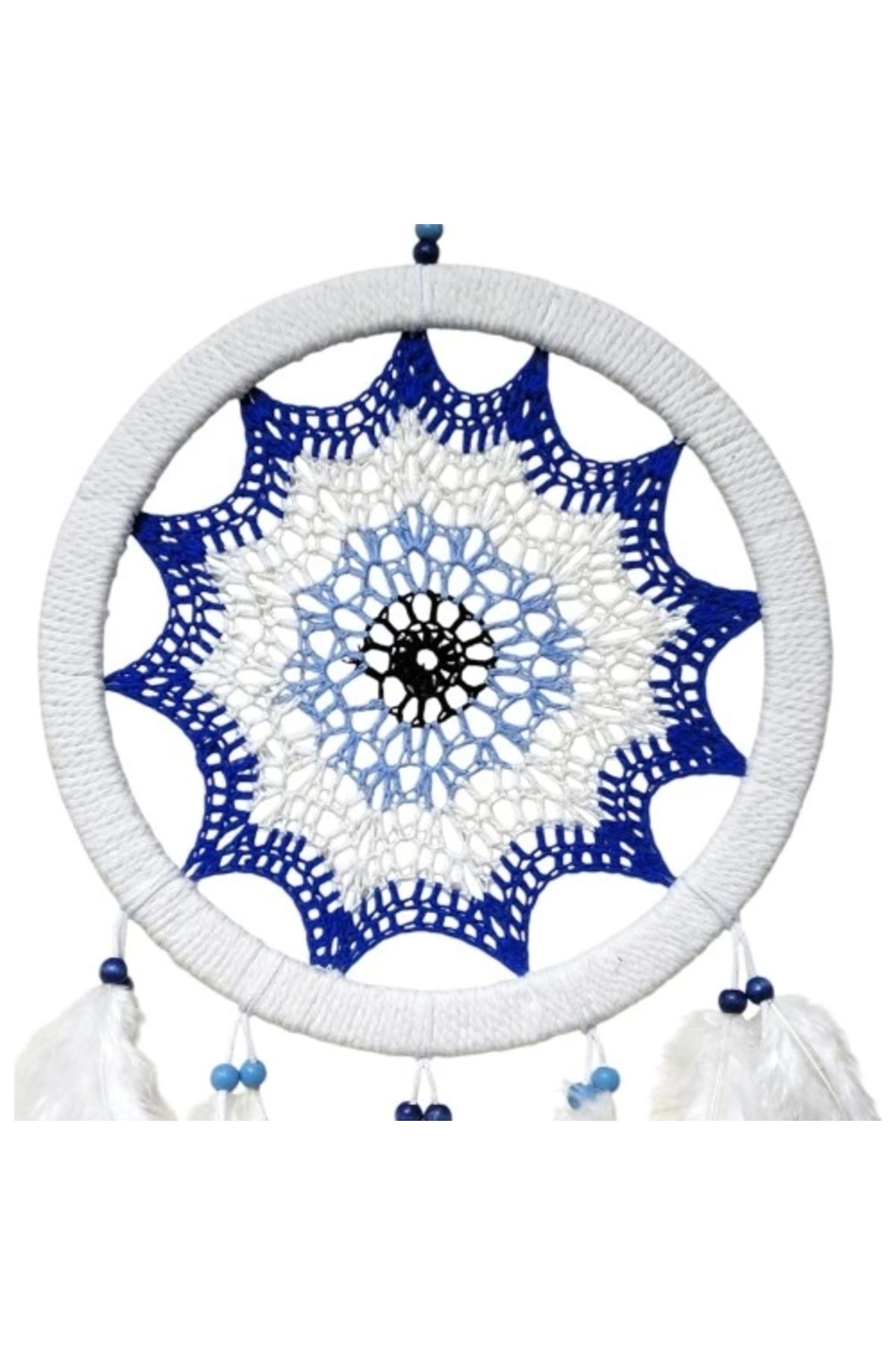 Moon Saks Mavisi Nazar Motifli Kuş Tüylü Duvar Süsü