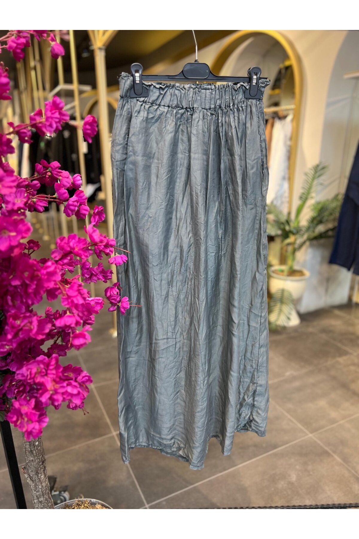 SERAP ESER EXCLUSIVE STYLE ELAN- PALAZZO TÜL HAKİ YEŞİL PANTOLON