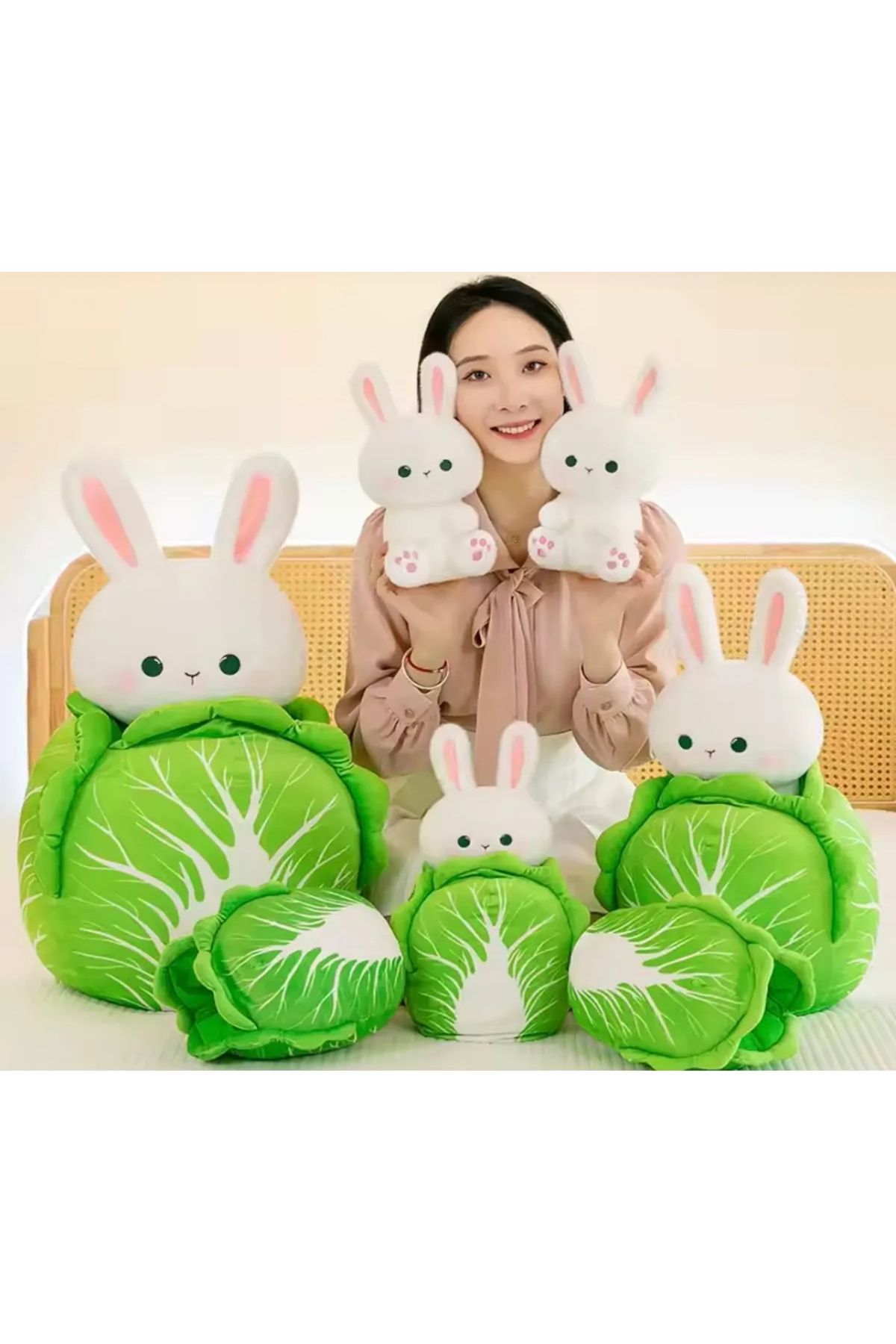 BLUBERRY 25 cm sevimli lahana tavşan dolması uyku arkadaşı beyaz peluş oyuncak