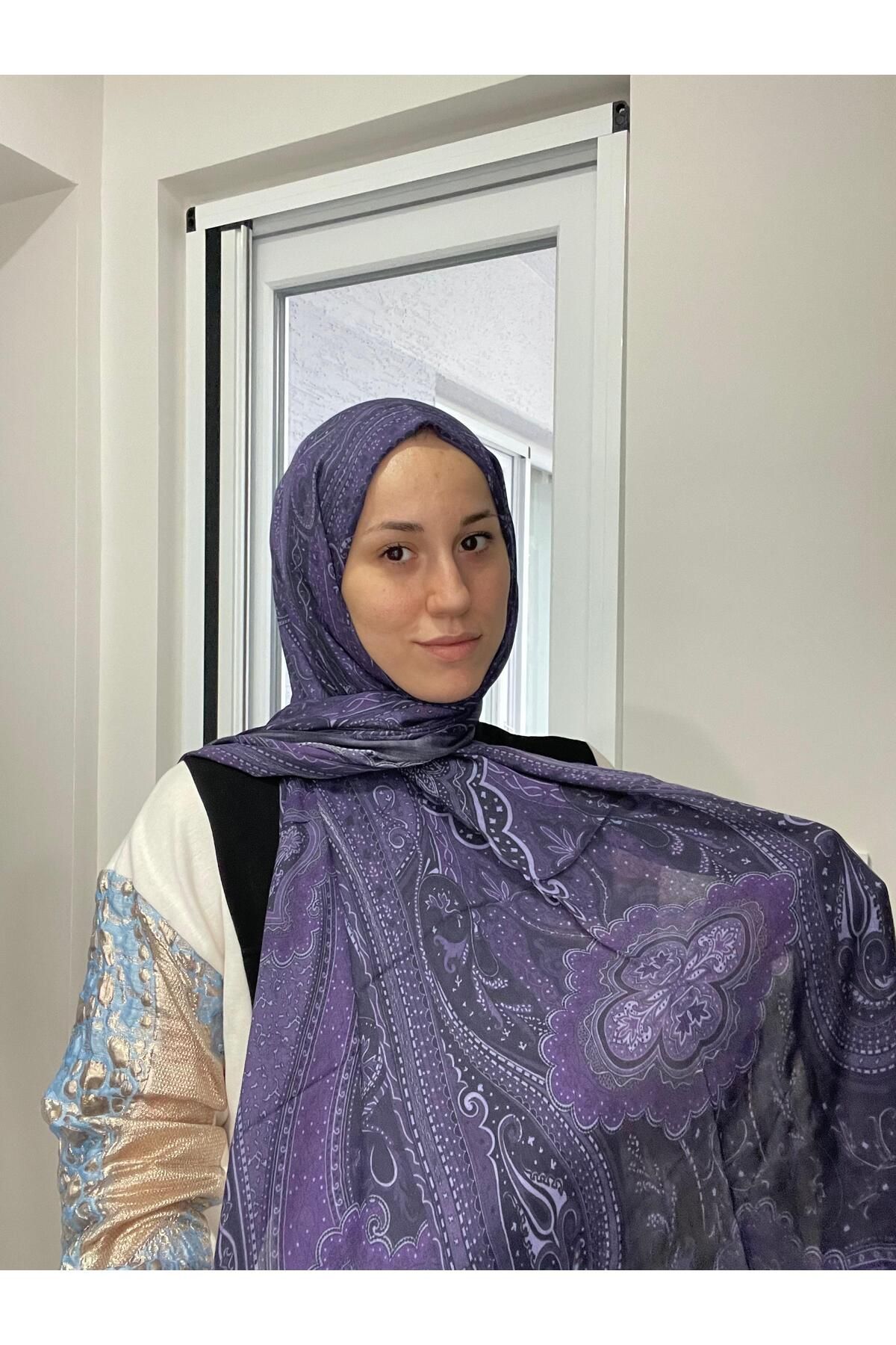 LuvenSara DESENLİ PAMUK İPEK ŞAL PD1 -