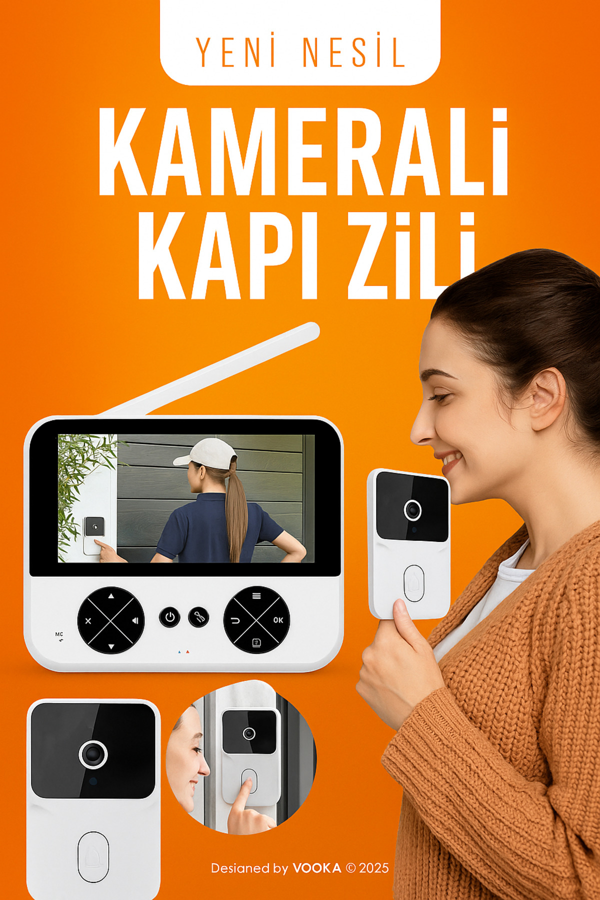 MO DOU Ekranlı Görüntülü Kapı Zili – 4.3” Monitör, Gece Görüşlü, Sesli Görüşme, Şarjlı, Taşınabilir fotoğrafı 2 (önizleme)