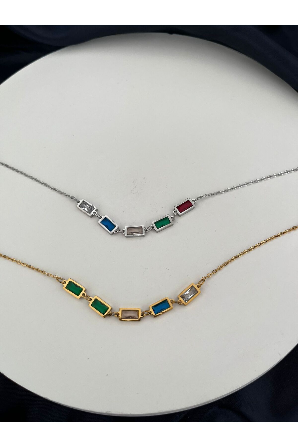 stainles steel Renkli Taşlı Çelik Halhal