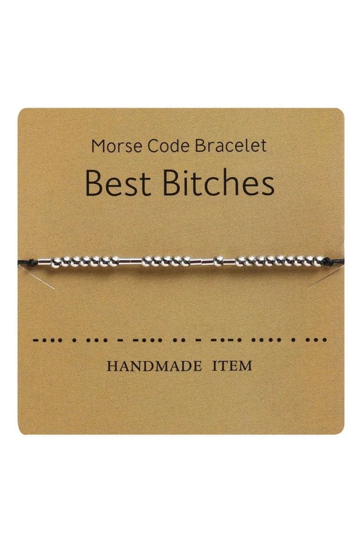 Mojo Jewellery BEST BITCHES” Yazılı Mors Alfabesi Bileklik – En Yakın Arkadaşa Eğlenceli ve Gizli M