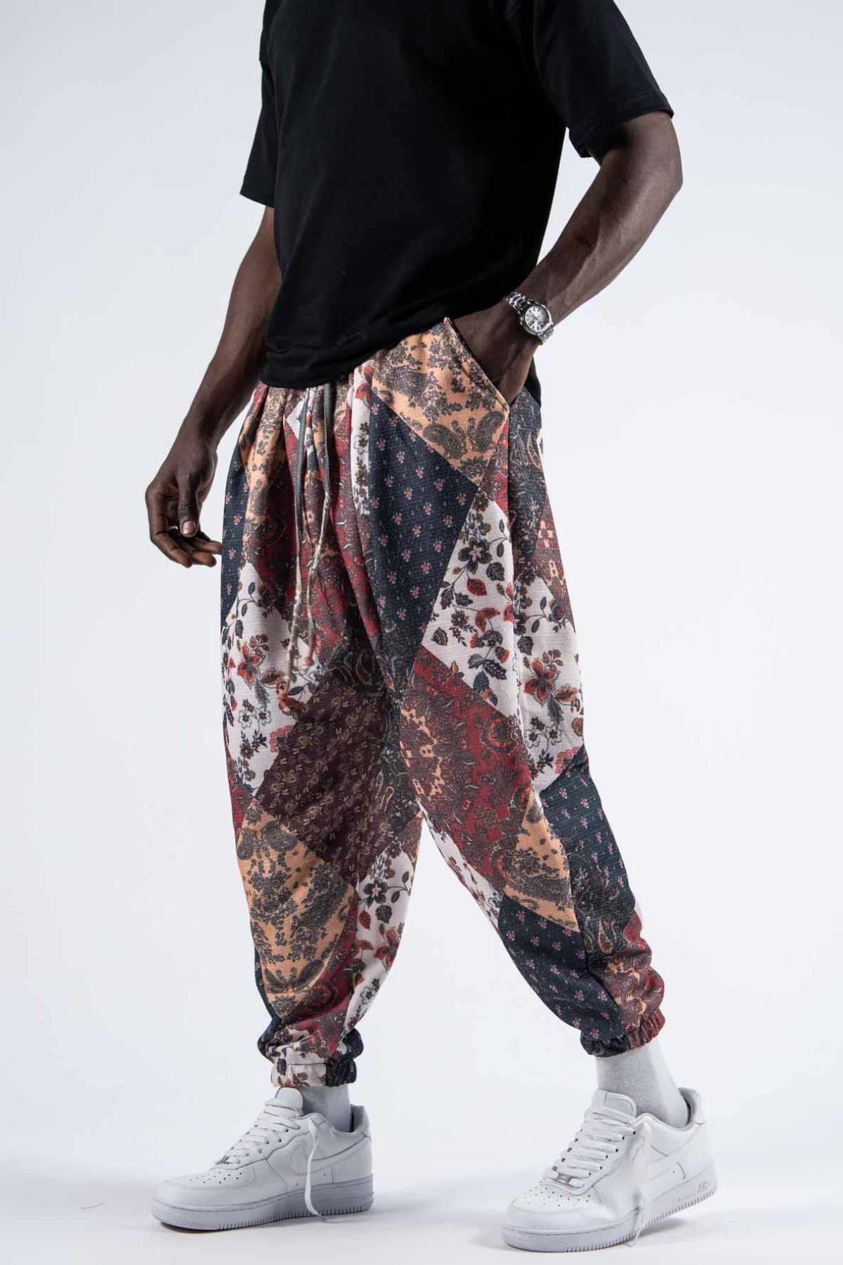 Superbluemexico Erkek Beli Lastikli Jogger Şalvar Pantolon