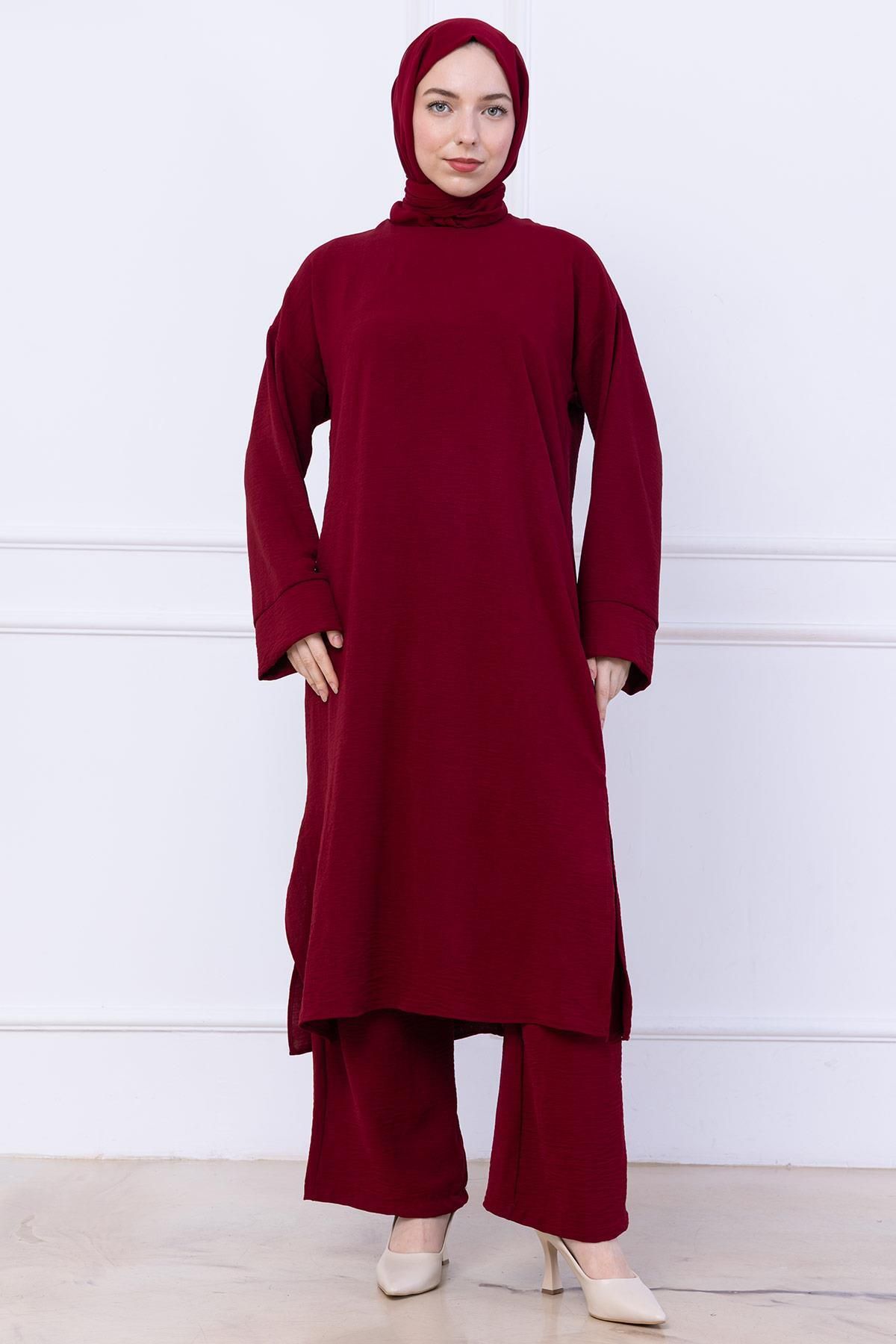 hafsamina Uzun Tunikli Ayrobin Takım Bordo HM2770