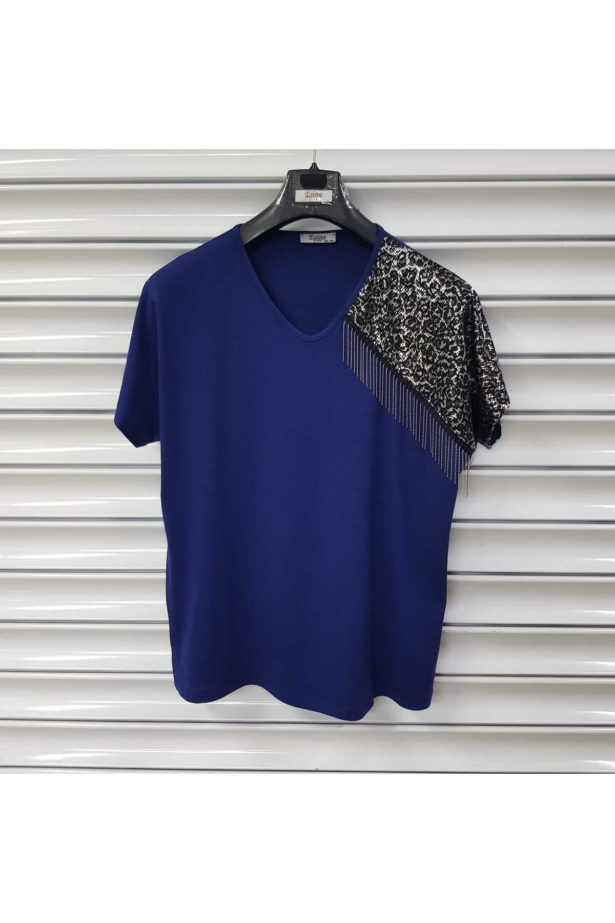 Kadın Viskon Bluz Omuzu Saçaklı