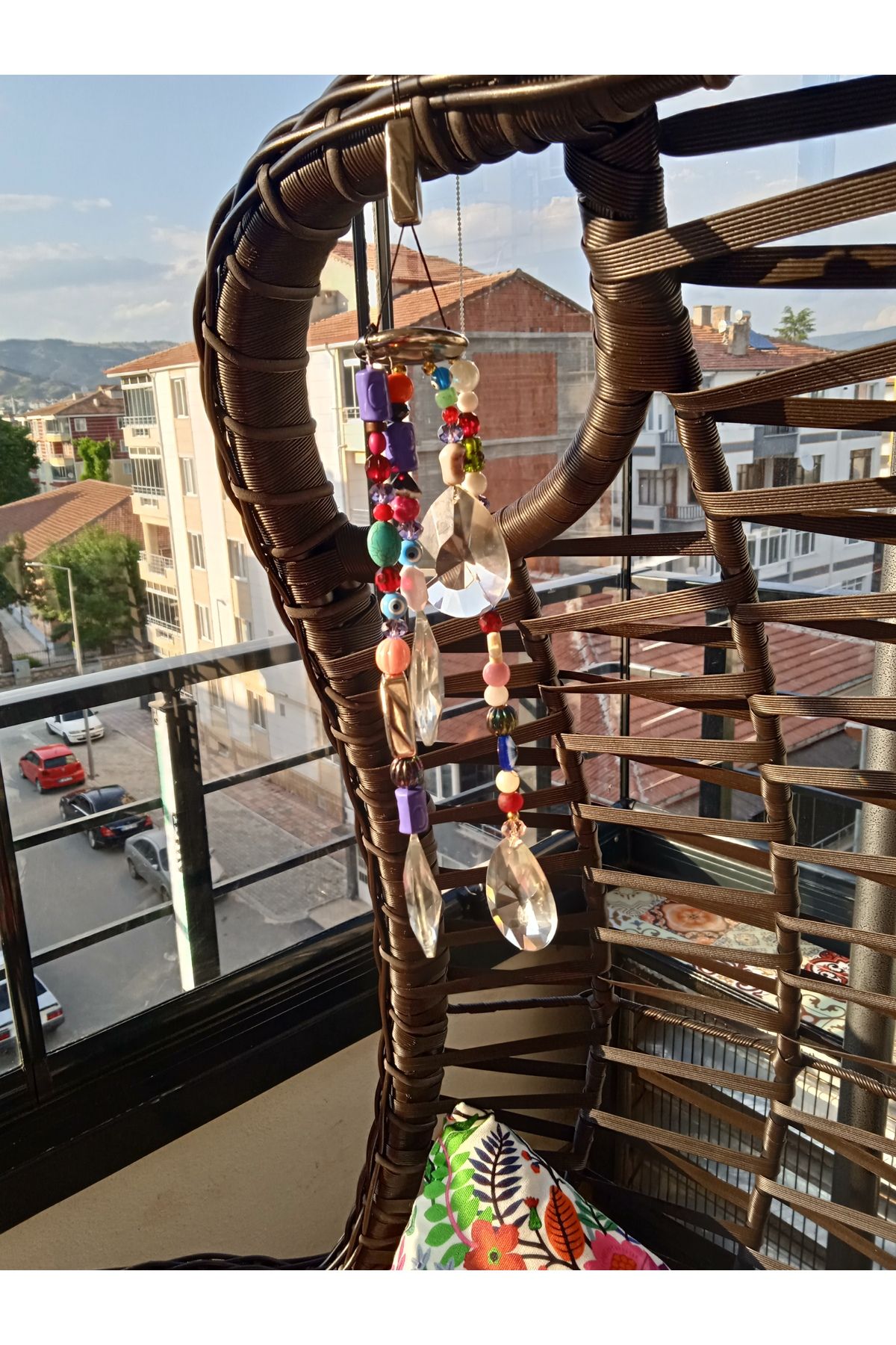 Desing El yapımı güneş tutucu kristal süslemeli boncuk dekoru