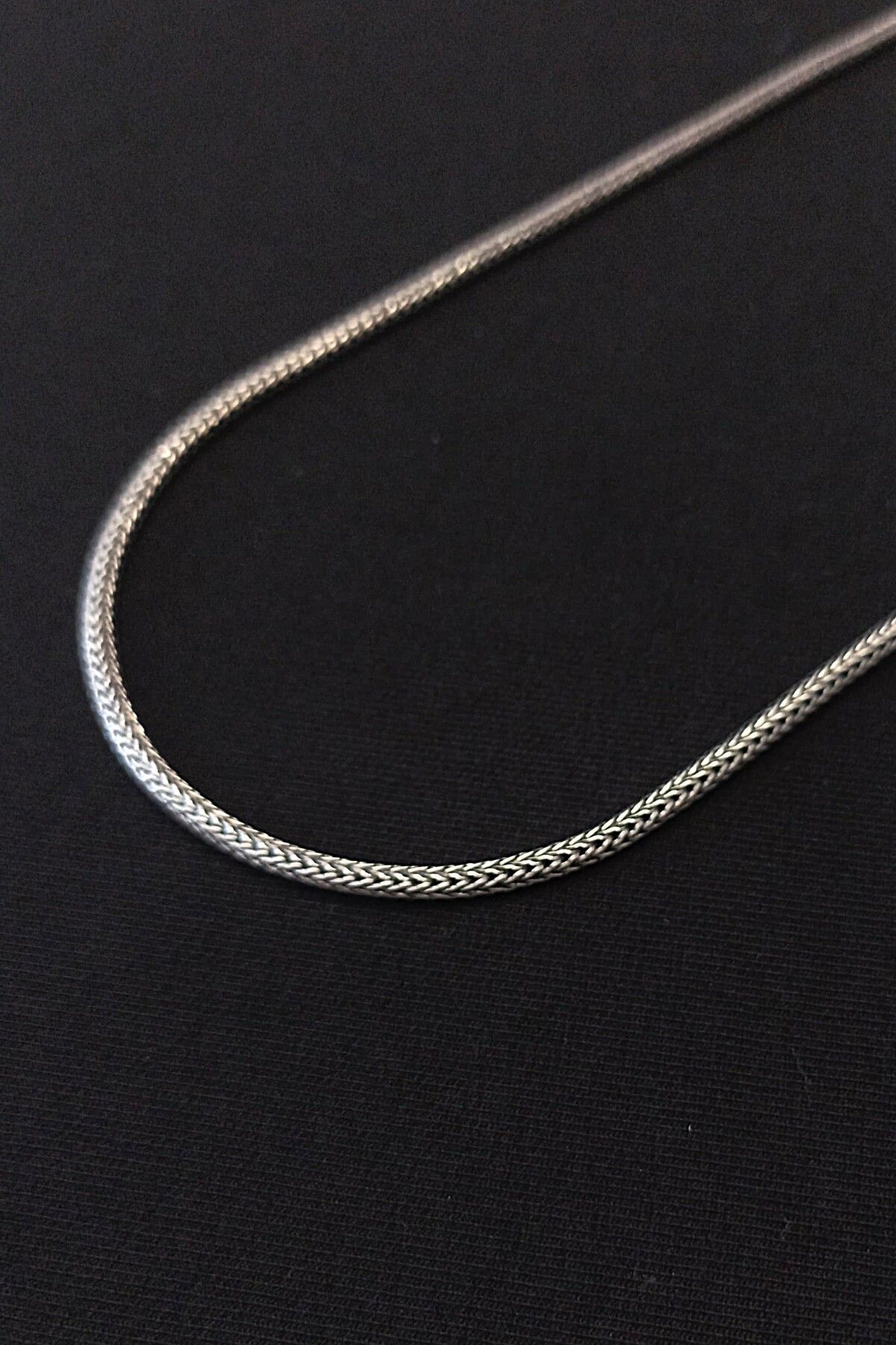 ANDA 925 Ayar Gümüş Oksitli Yuvarlak Kalın Tilki Kuyruğu Kolye 2.7 mm