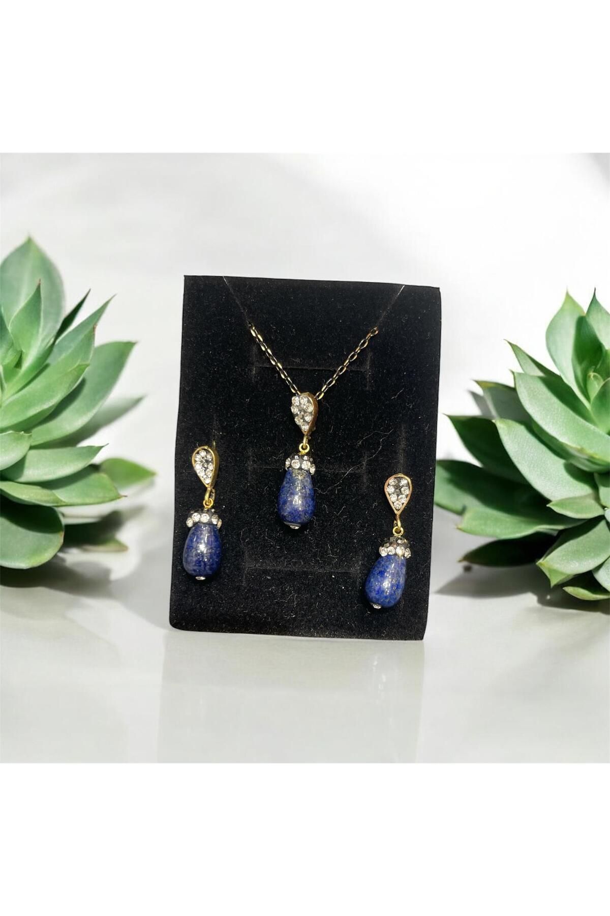 AURA STONE Doğaltaş Zirkonlu Set Lapis Lazuli