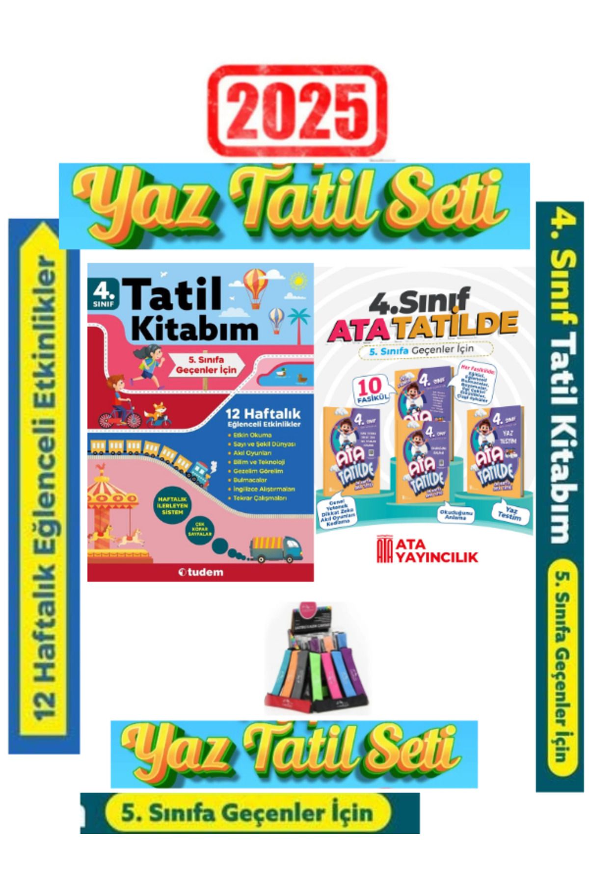 Bilfen Yayıncılık Tudem 4.Sınıf 12 Haftalık Yaz Tatil+Ata Tatilde 4.Sınıf 10 Fasikül Yaz Tatil Seti+Kalemlik