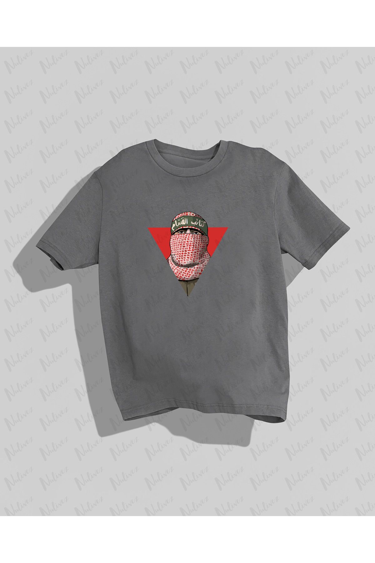 Nulivez Filistin - Abu Ubaida Tasarımı Baskılı Yüksek Kalite Kompakt Unisex Oversize T-Shirt