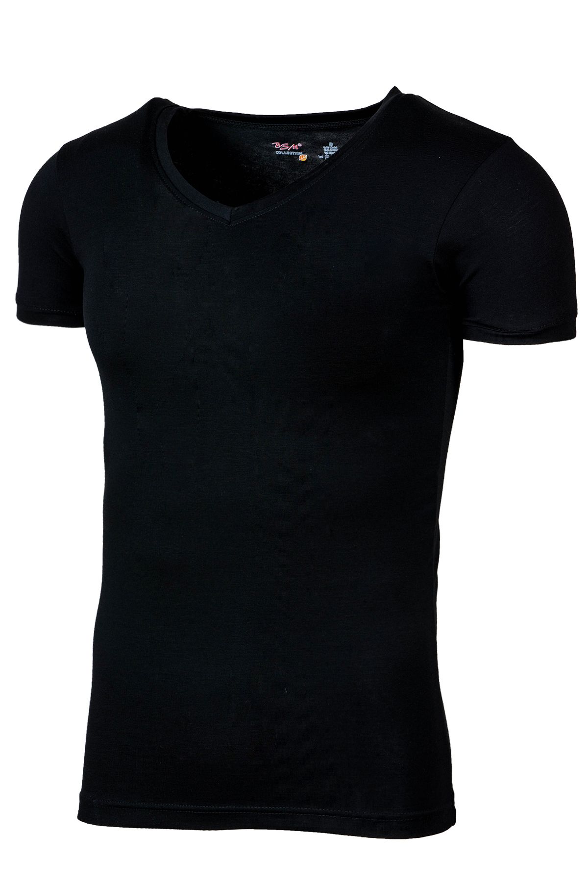 BSM Erkek Likralı Kısa Kol V Yaka T-shirt 55023