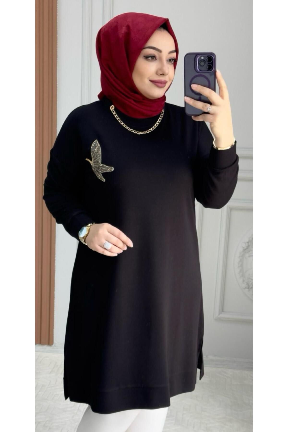 Ebrarengiz Moda KUŞLU ESNEK KADIN TUNİK
