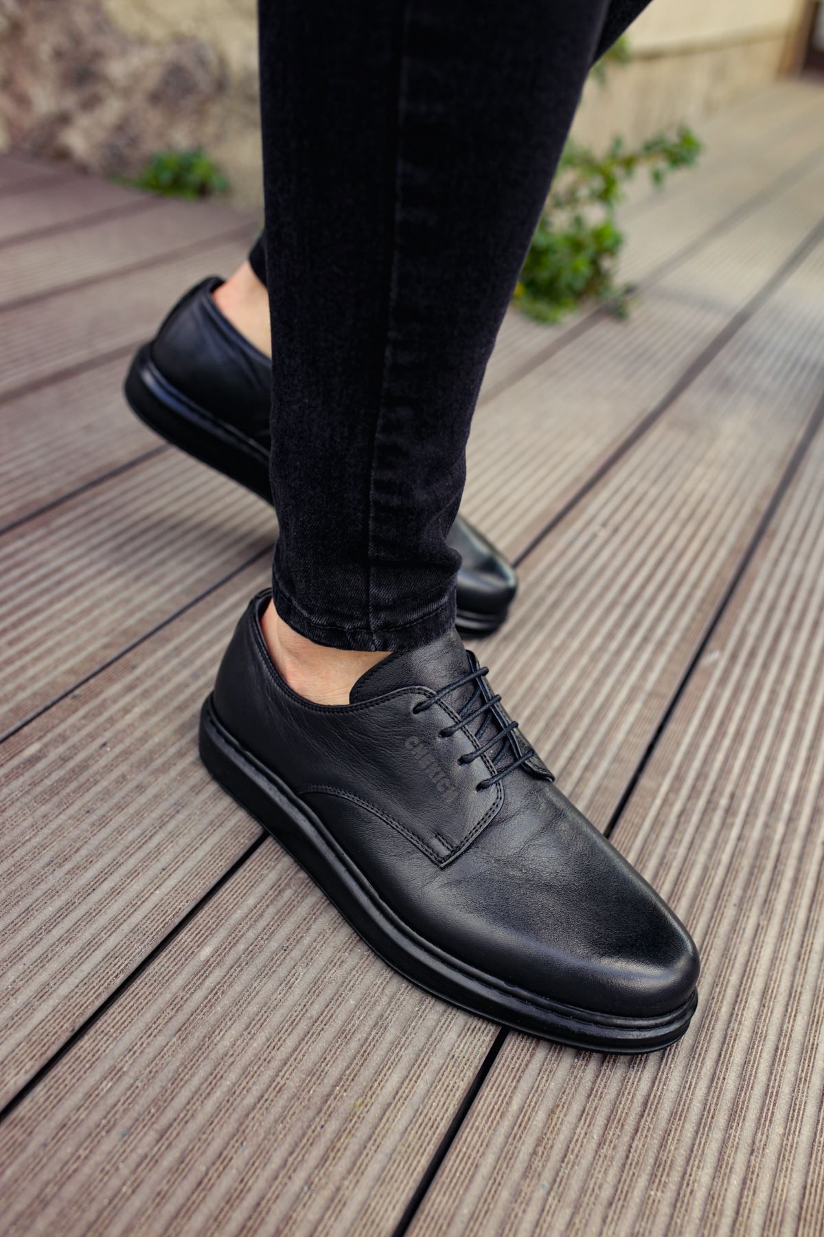 devrialemshoes CH003 DST Classica Pelle Di Cuoio Erkek Ayakkabı SIYAH