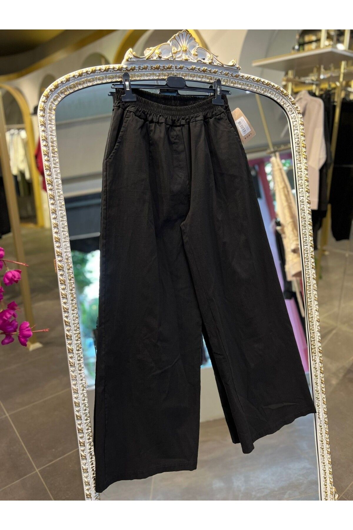 SERAP ESER EXCLUSIVE STYLE LAN- İTHAL SİYAH PALAZZO PANTOLON