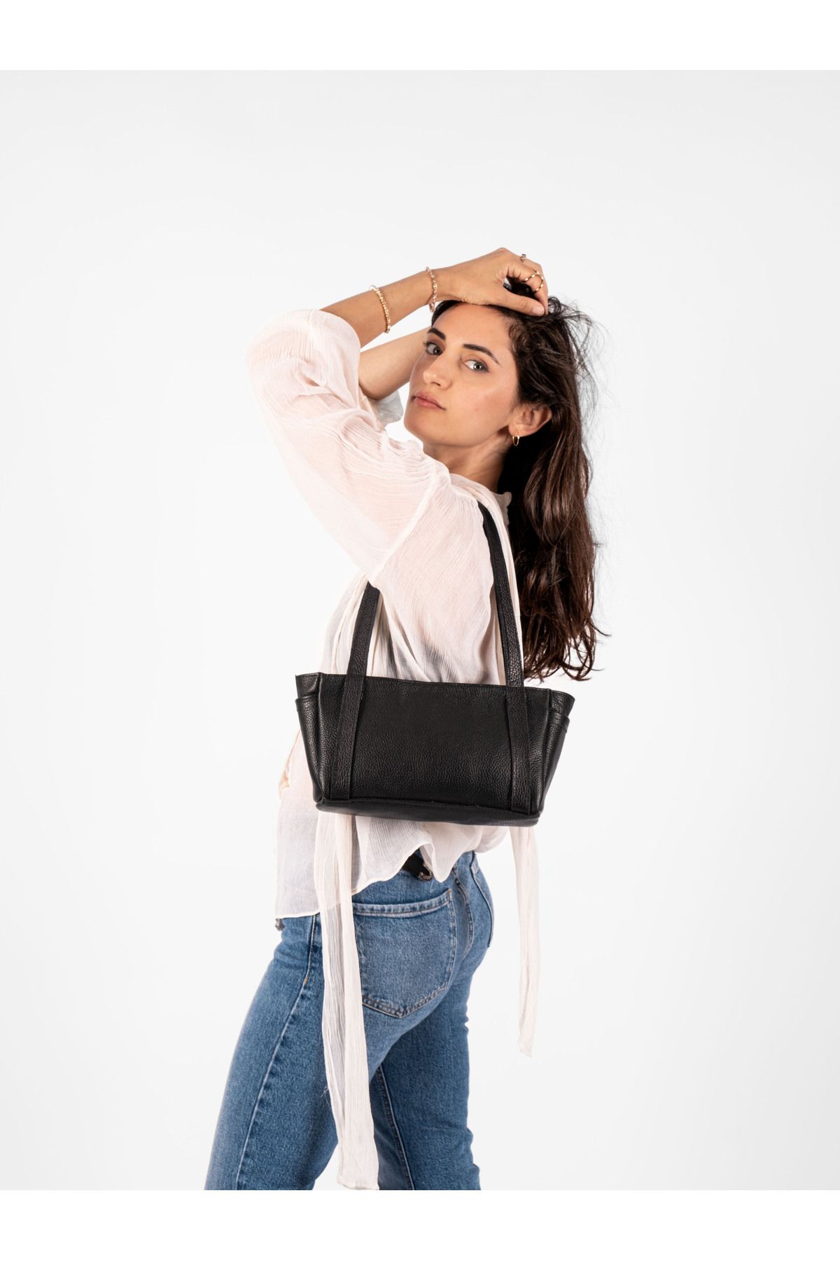 saraci leather craft Kadın Hakiki Deri Omuz Çantası Minimalist Tasarım, Ayarlanabilir Uzun Askılı, Yumuşak Deri