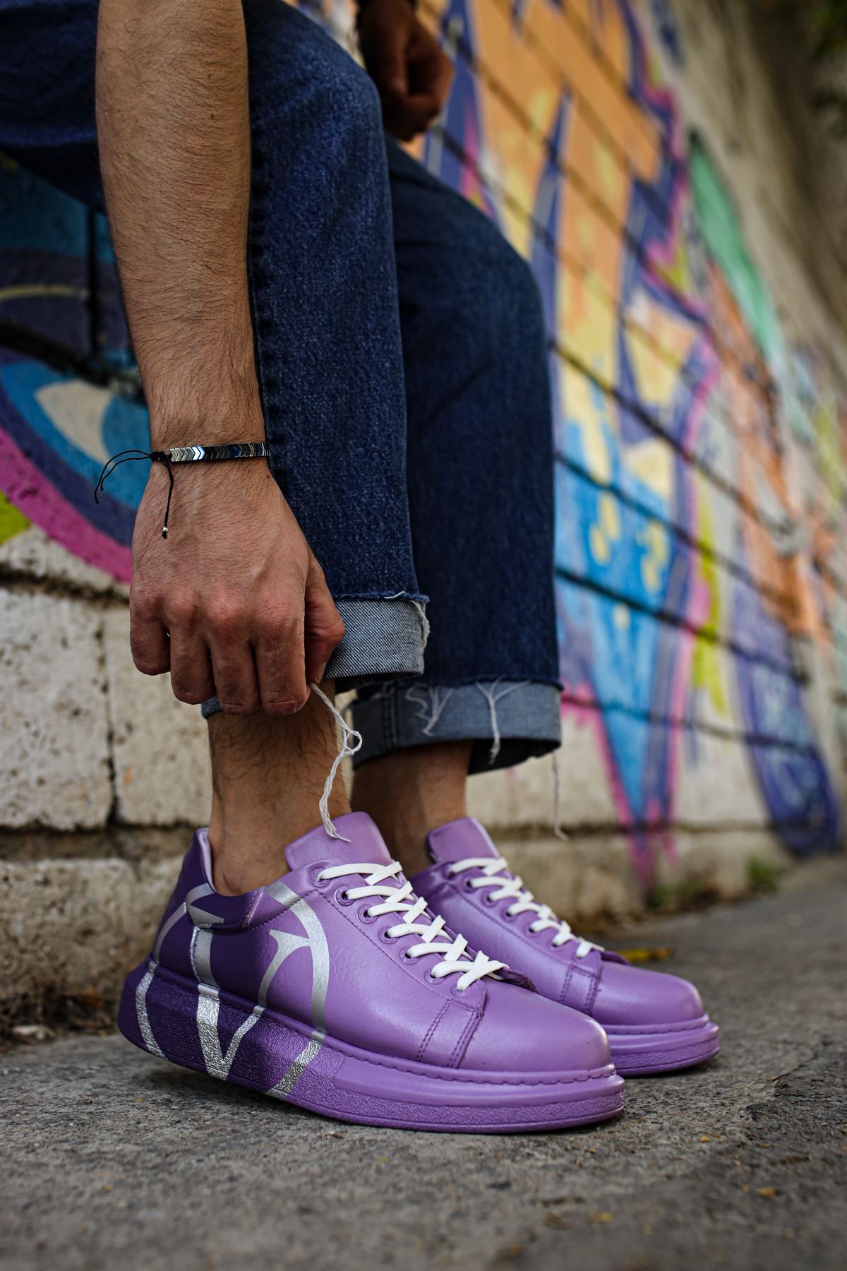 devrialemshoes CH254 CBT Pittura Erkek Ayakkabı 490 MOR/ KOYU MOR V