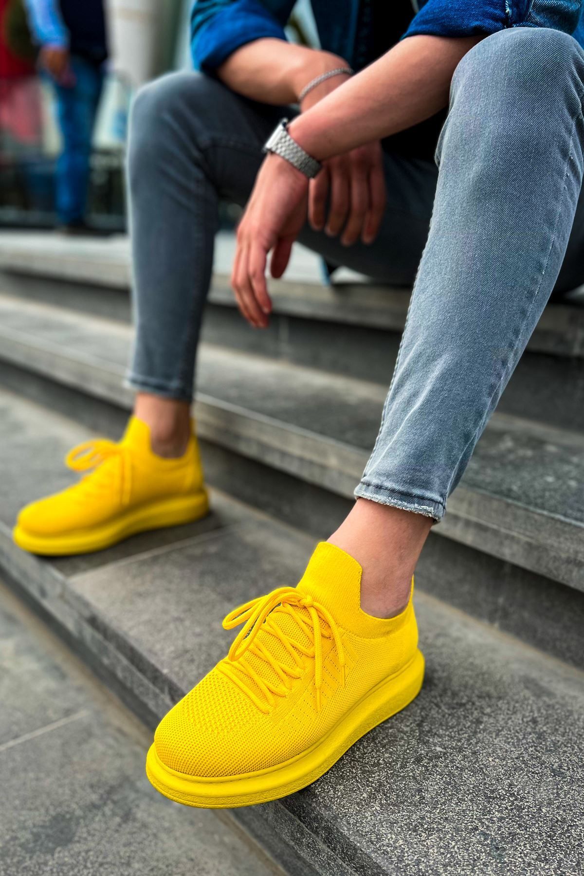 devrialemshoes CH307 RT Tricot Erkek Ayakkabı SARI