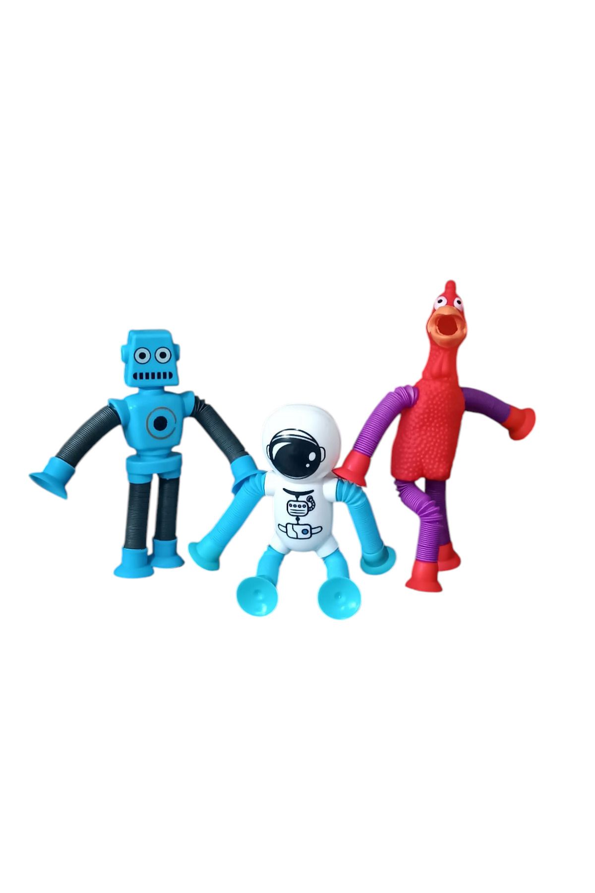 MİNGODAN 3 Adet Robotik Vantuzlu Eğlenceli Ve Geliştirici Vakumlu Figür Seti Eğlenceli Ve Renkli Oyuncaklar