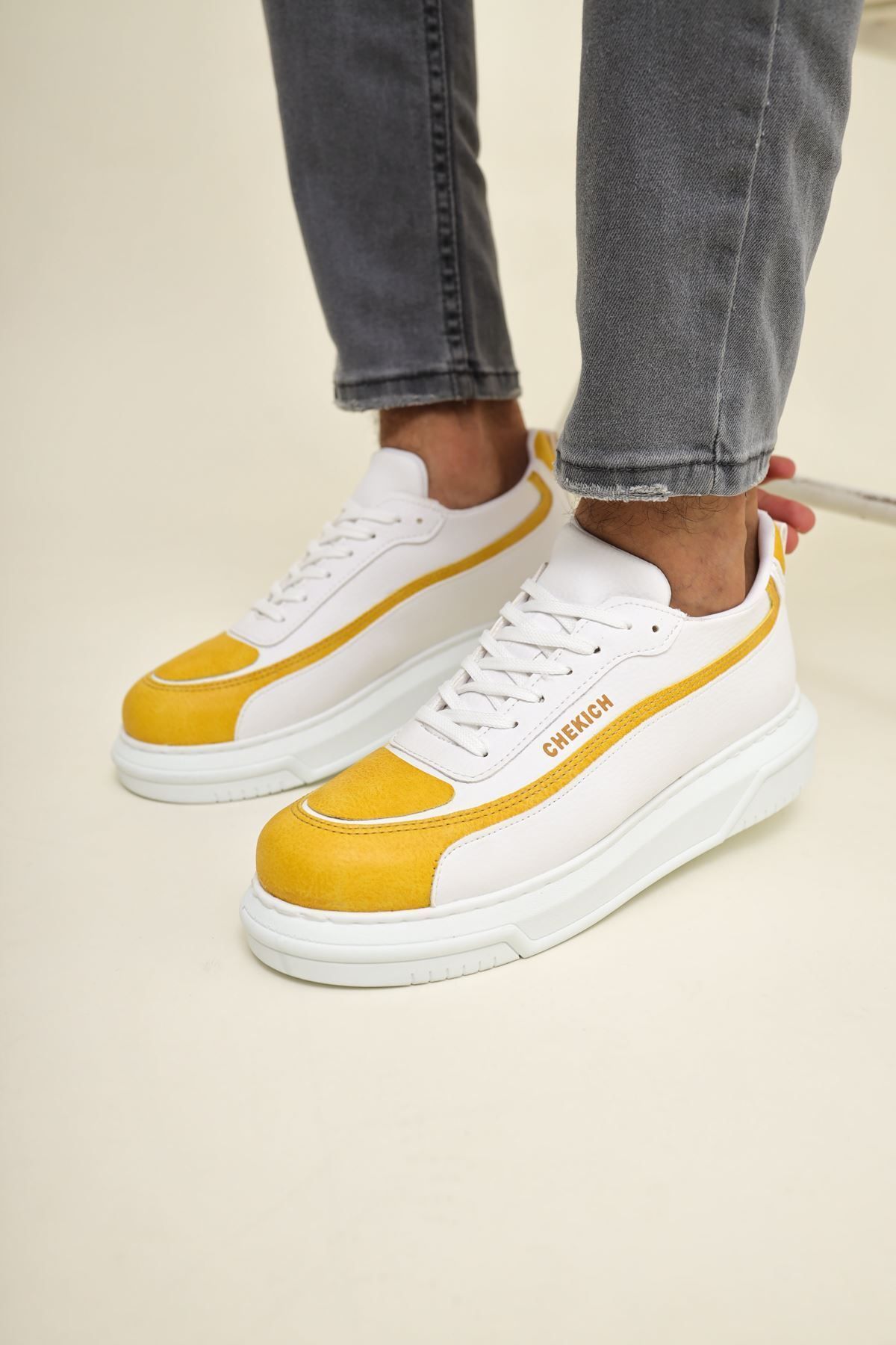 devrialemshoes CH241 CBT Signature Line Up Erkek Ayakkabı SARI/BEYAZ