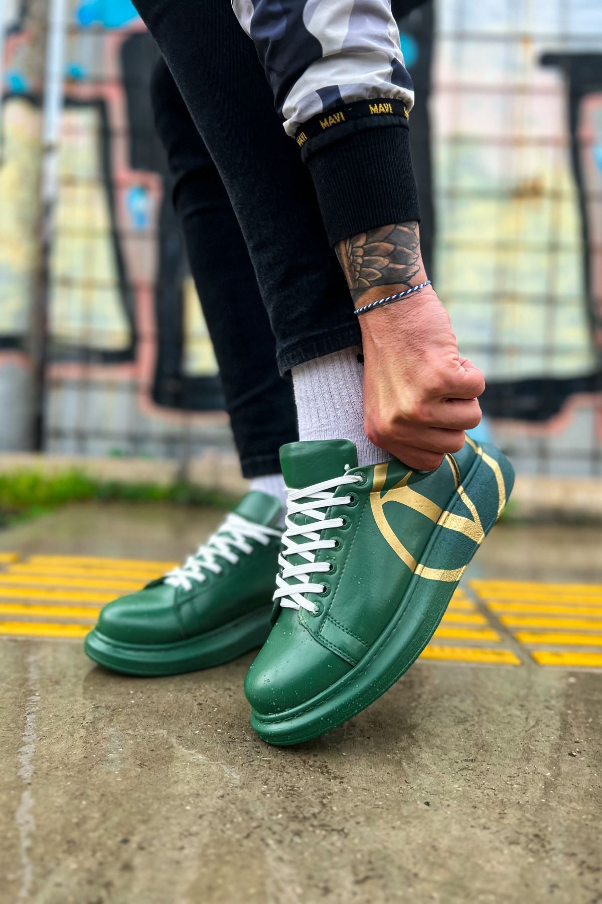 devrialemshoes CH254 CBT Pittura Erkek Ayakkabı 491 YESIL / KOYU YESIL V