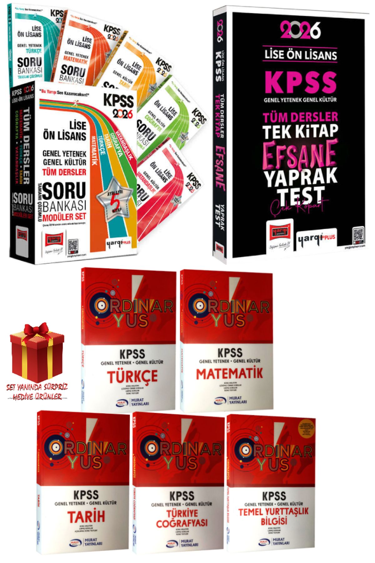 Yargı Yayınları 2026 Yargı Lise Ön Lisans Soru Bankası Seti+Lise Ön Lisans Yaprak Test+Murat Yayınları GYGK Konu Set