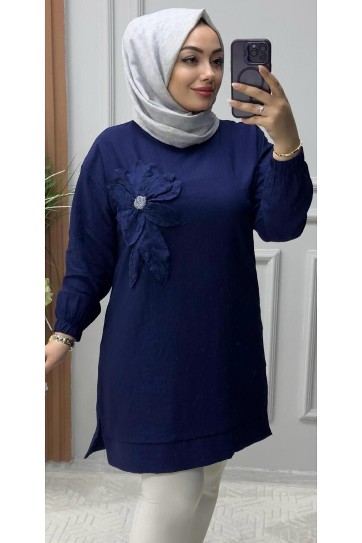 Ebrarengiz Moda SARDUNYA ÇİLEK KETEN KADIN GÖMLEK