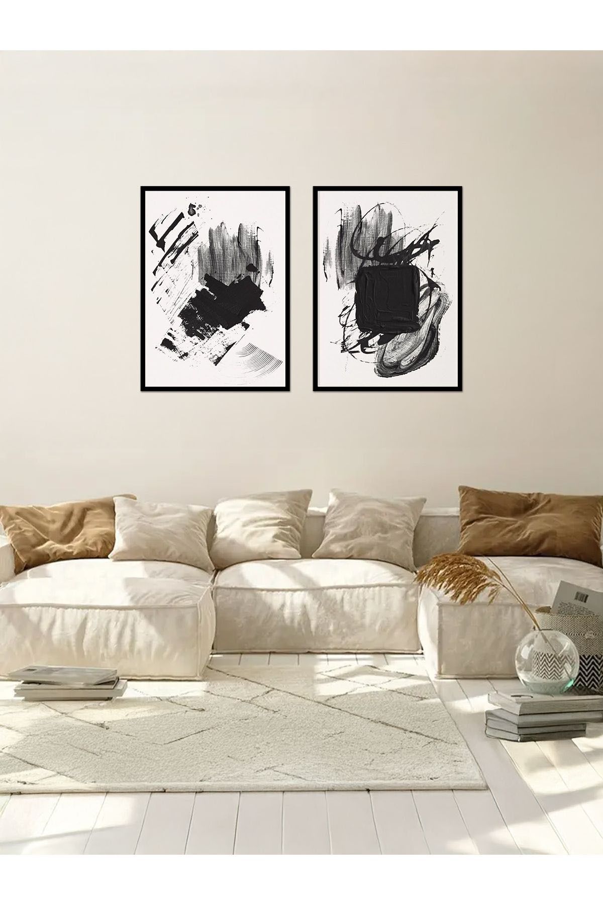 Artte Ahşap Çerçeveli 2li Minimalist Tablo