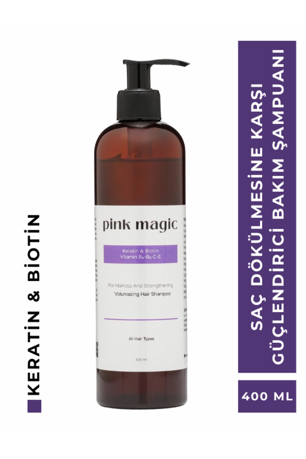 pink magic Saç Dökülmesine Karşı Güçlendirici Bakım Şampuanı - Hızlı Uzamaya Yardımcı Keratin & Biotin Özlü