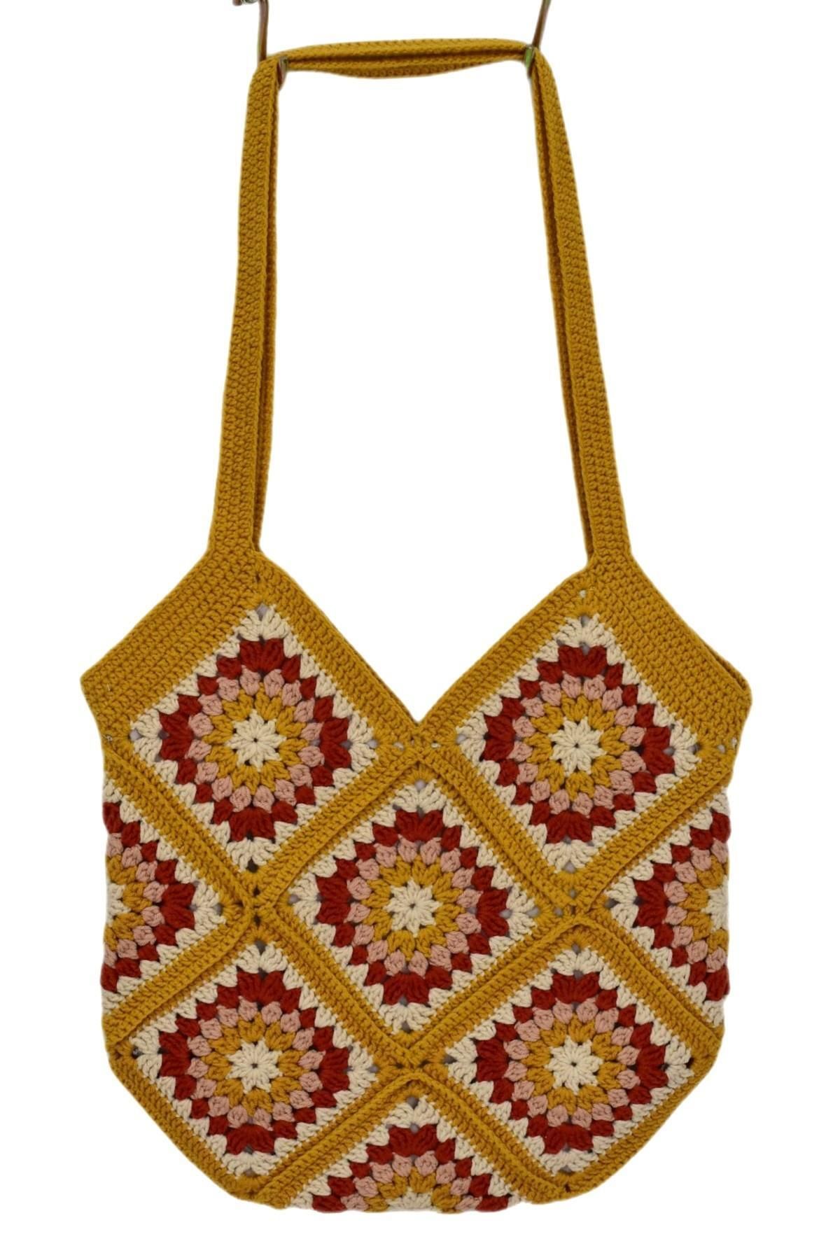 BAGLAN El Örgüsü Motif Desenli İçi Astarlı Omuz Çanta BGL-ST04724