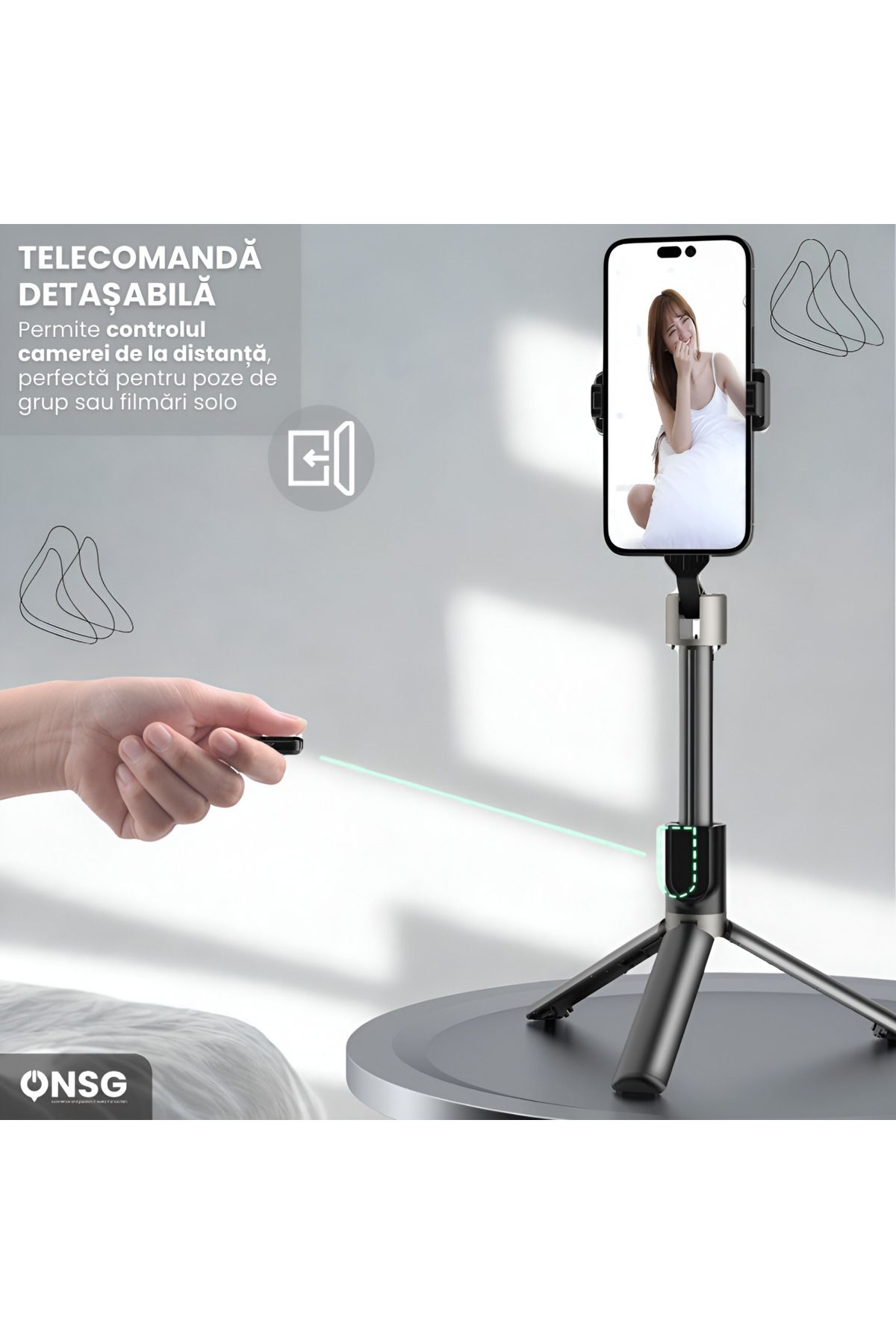 DUDAO-Stick selfie F18w telescopic, Bluetooth, trepied, compact și extensibil, 7 segmente, aluminiu, negru 4
