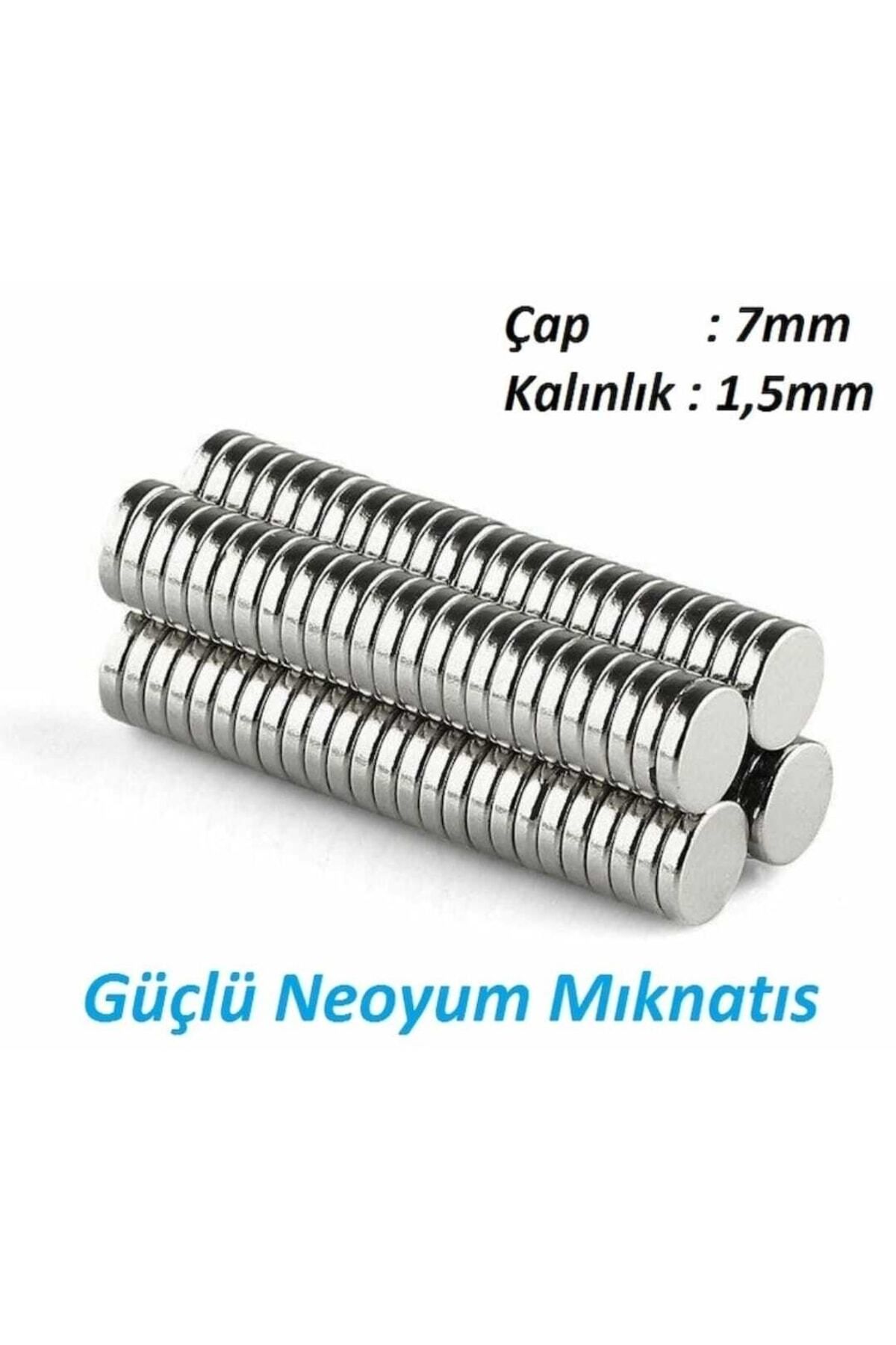 Mikasso 150 Adet Çap 7mm X Kalınlık 1,5mm Güçlü Neodyum Mıknatıs (150'li Paket) N35 Vida