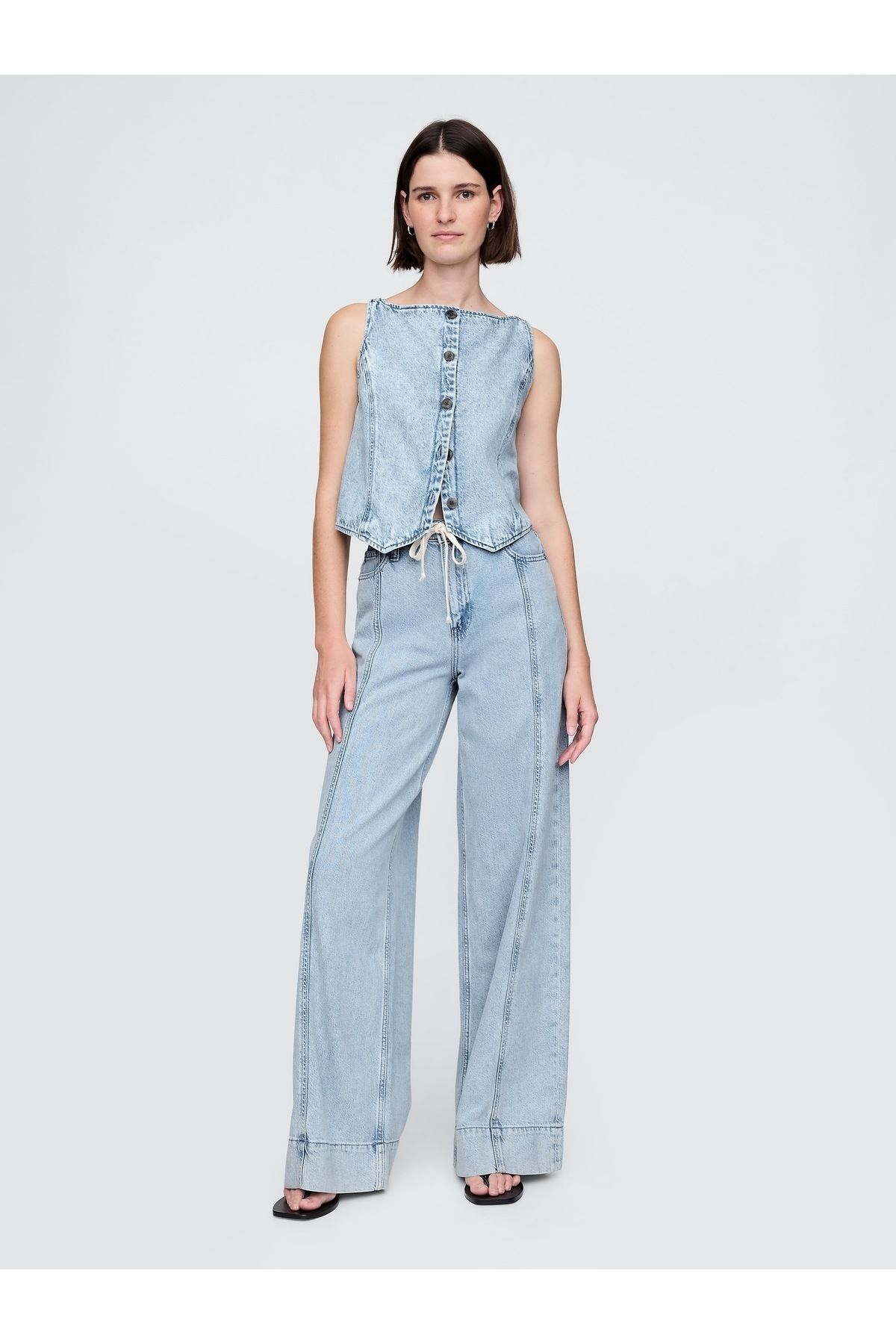 GAP Kadın Mavi Mid Rise UltraSoft Baggy Jean Pantolon