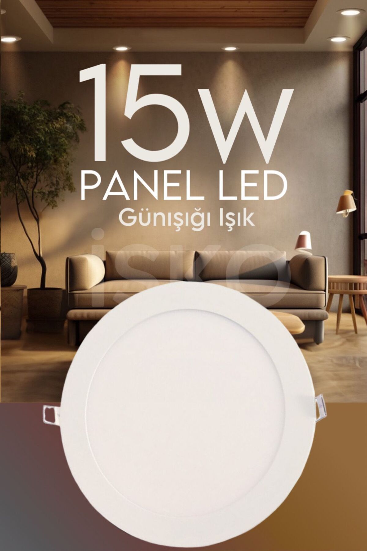 Mikasso 15w Slim Led Panel Yuvarlak Sıva Altı Günışığı 3000K Vida