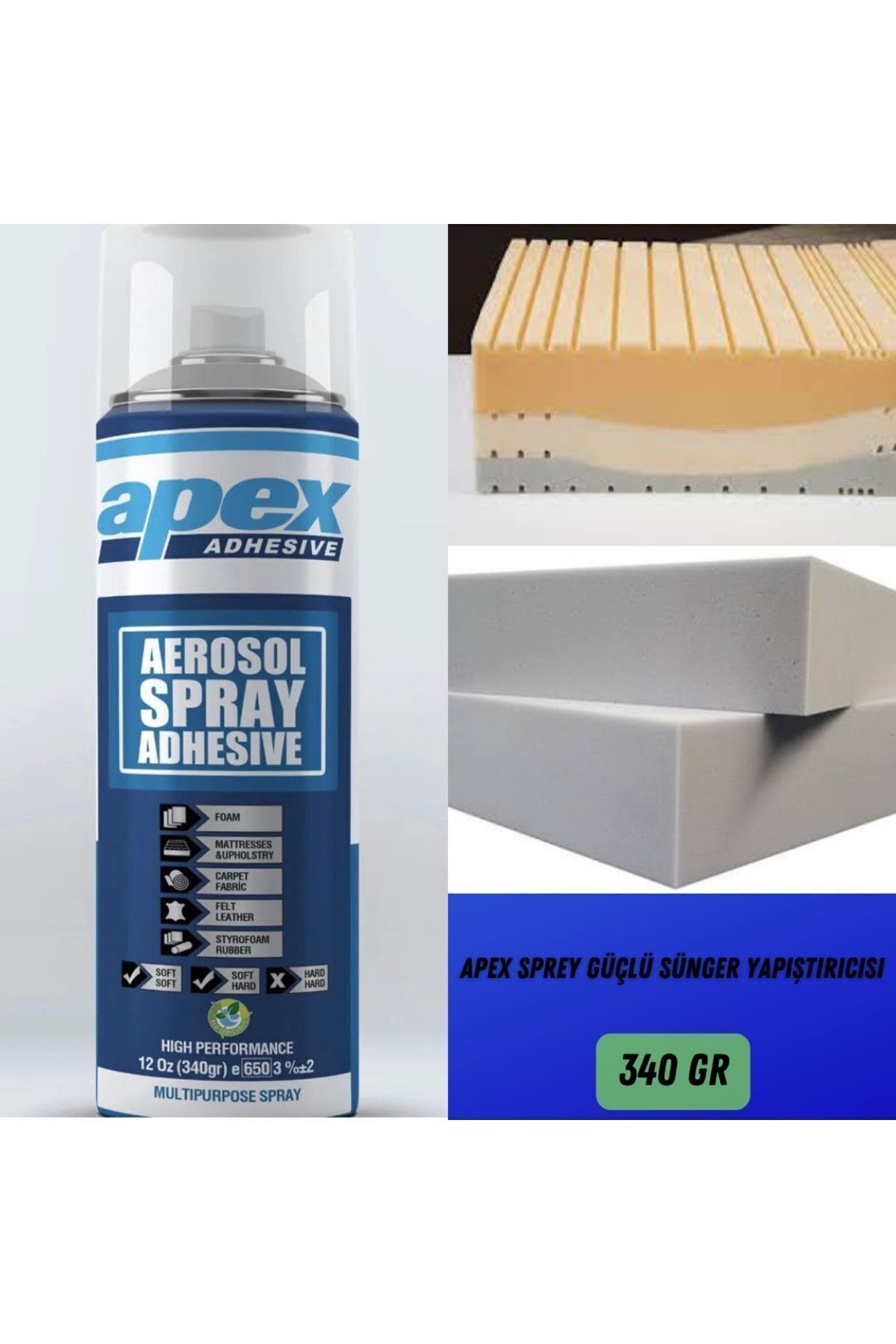 Mikasso Apex Güçlü Sünger Deri Yapıştırıcı Sprey 340 Gr Süper Güçlü Yapıştırıcı Lise