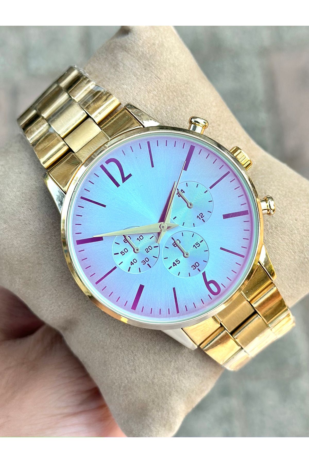 pierrose Gold Çelik Kordon Renkli Cam Erkek Kol Saati