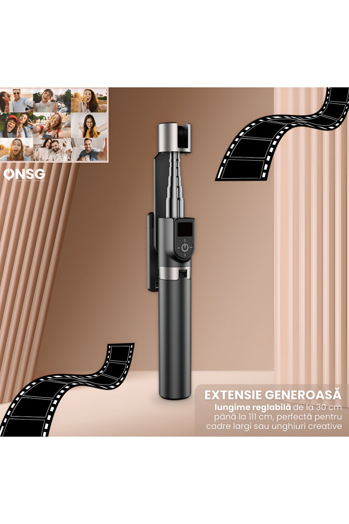 DUDAO-Stick selfie F18w telescopic, Bluetooth, trepied, compact și extensibil, 7 segmente, aluminiu, negru 3