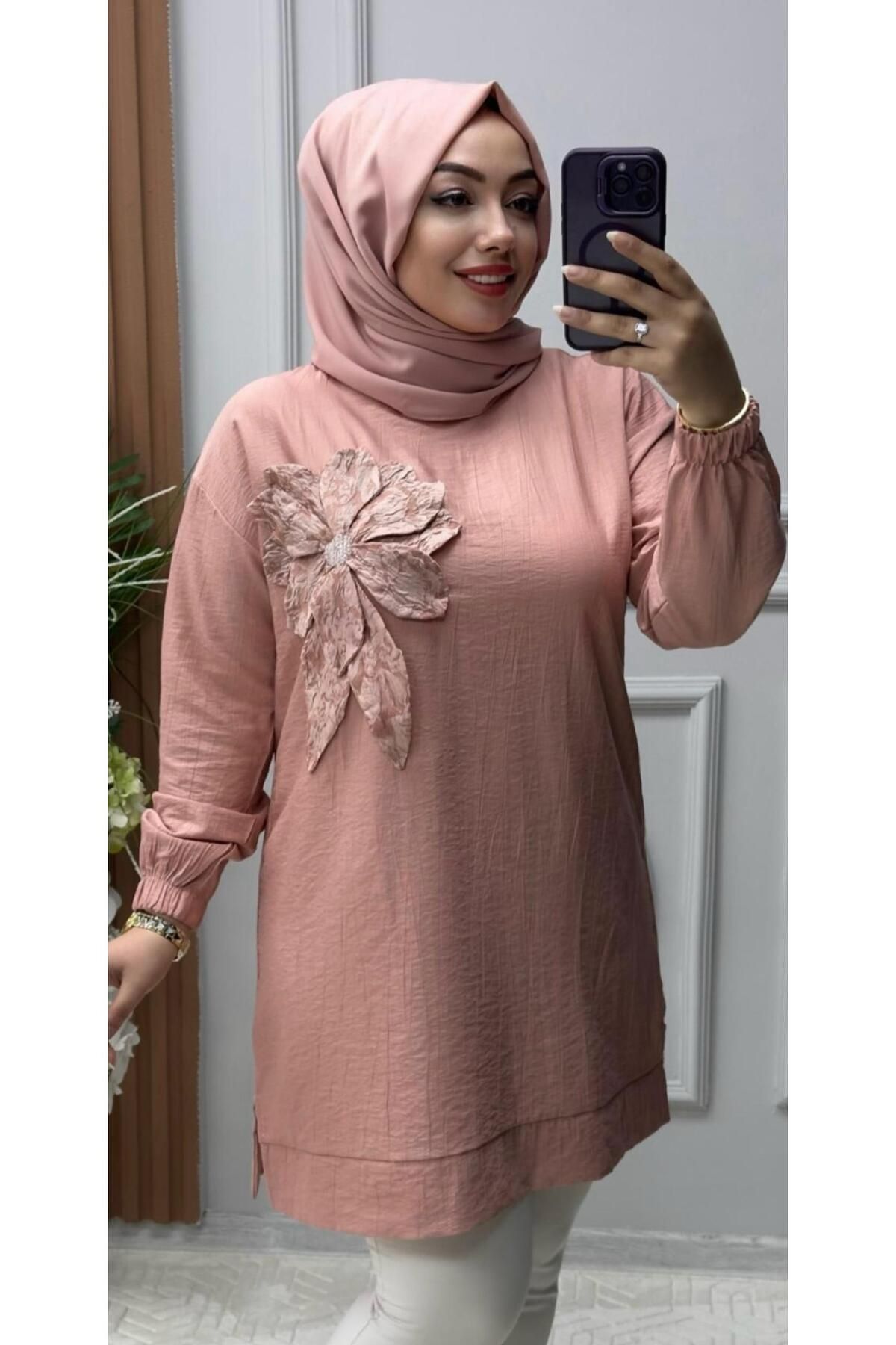 Ebrarengiz Moda SARDUNYA ÇİLEK KETEN KADIN GÖMLEK
