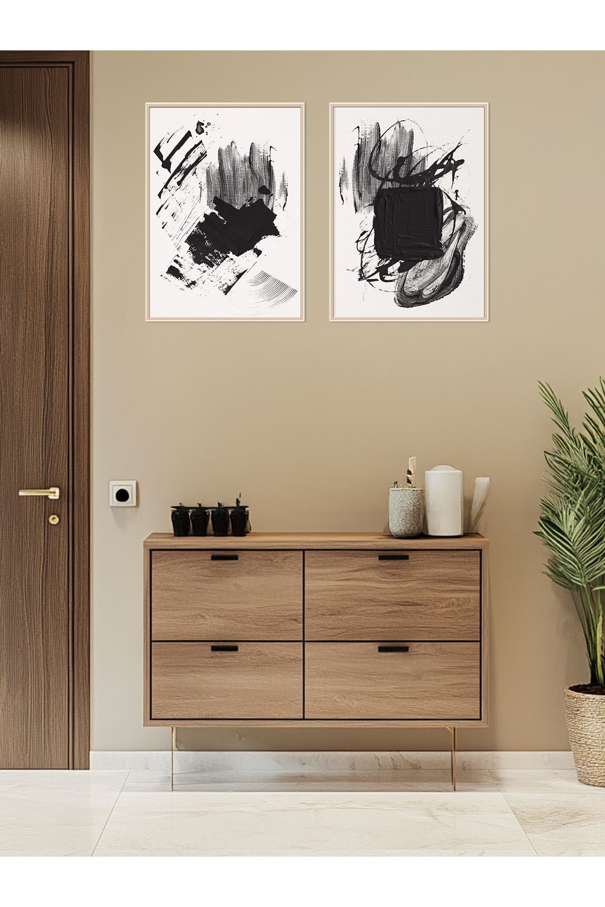 Artte Ahşap Çerçeveli 2li Minimalist Tablo