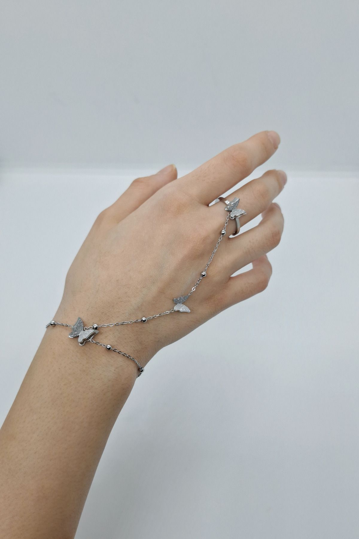 Elfida Shop GÜMÜŞ RENK ÇELİK KELEBEK ŞAHMERAN
