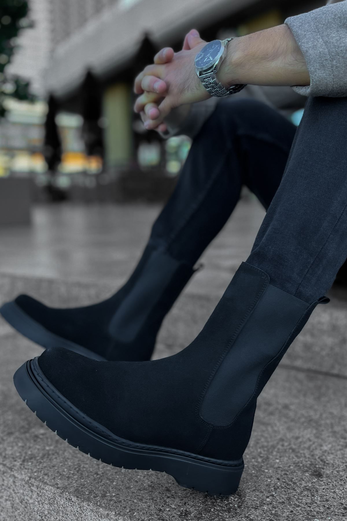 devrialemshoes CH223 SRT Alaska Süet Erkek Bot SIYAH