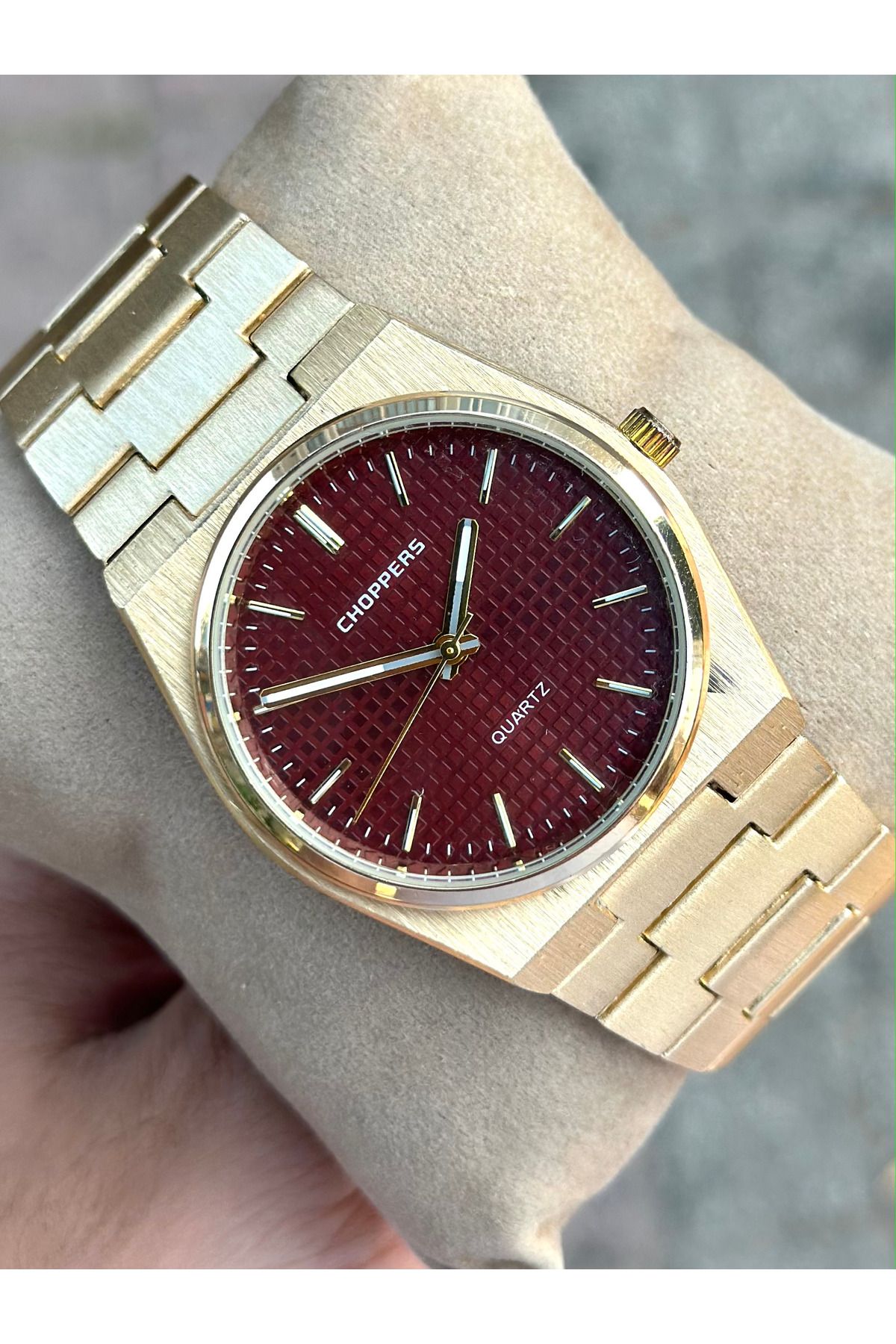 pierrose Gold Çelik Kordon Bordo Kadran Takvimli Erkek Kol Saati