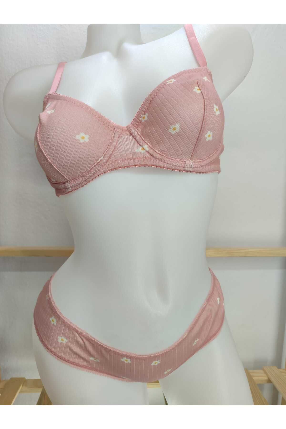 anjelithomewear 3312 - Çiçek Desen Sütyen Takım