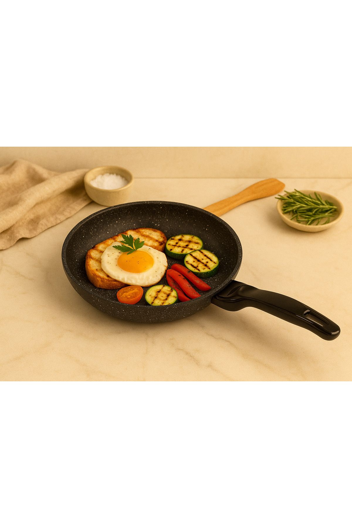 Evim Şahane Orion Serisi 26 cm Granit Döküm Derin Tava - 2.90 Lt, Yapışmaz Yüzey