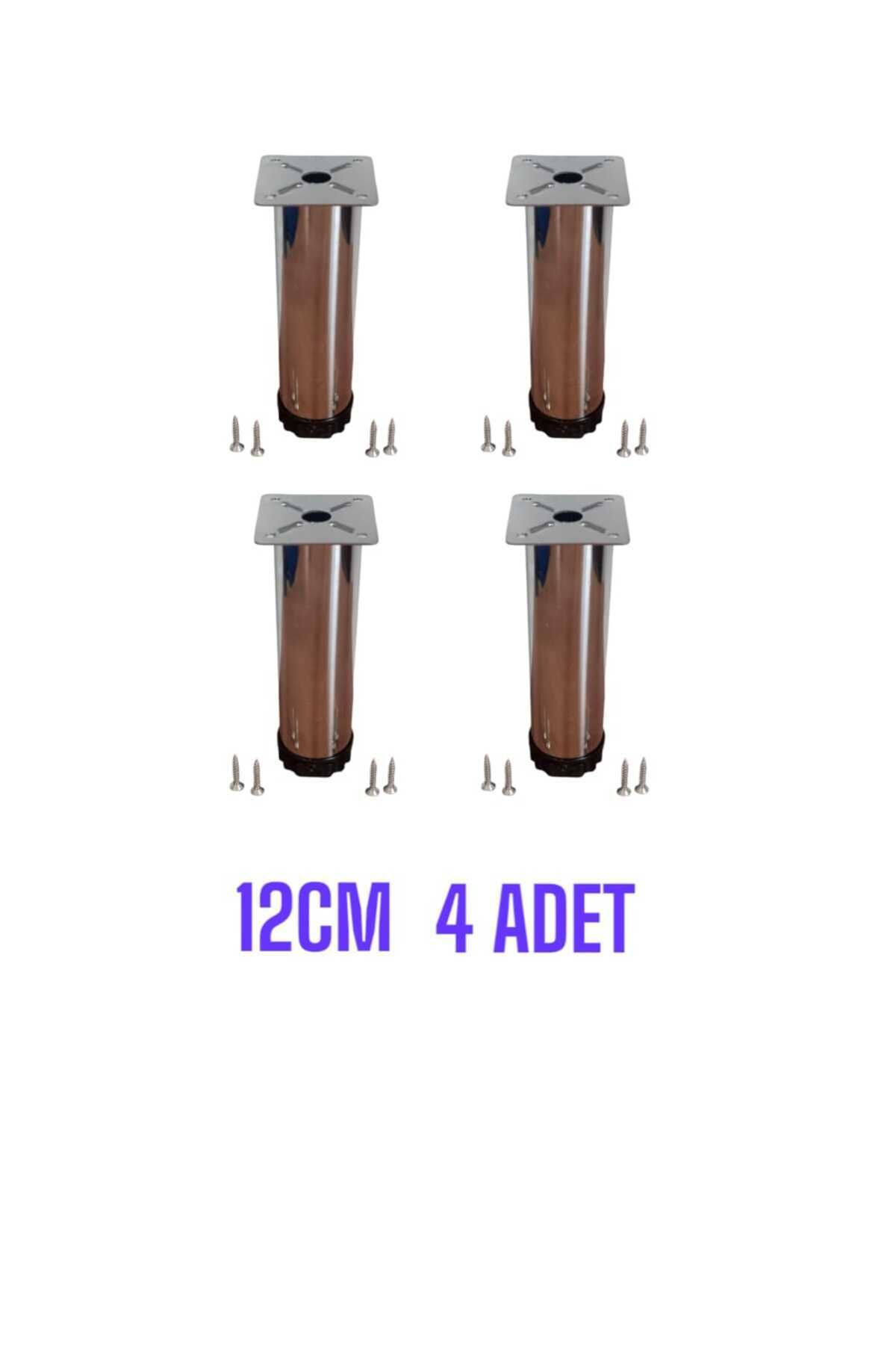 Mikasso 12 cm Krom Ayarlanabilir Kanepe, Koltuk, Baza, Mobilya Yükseltme Ayakları (4 Adet) Metalik 4'lü Baza