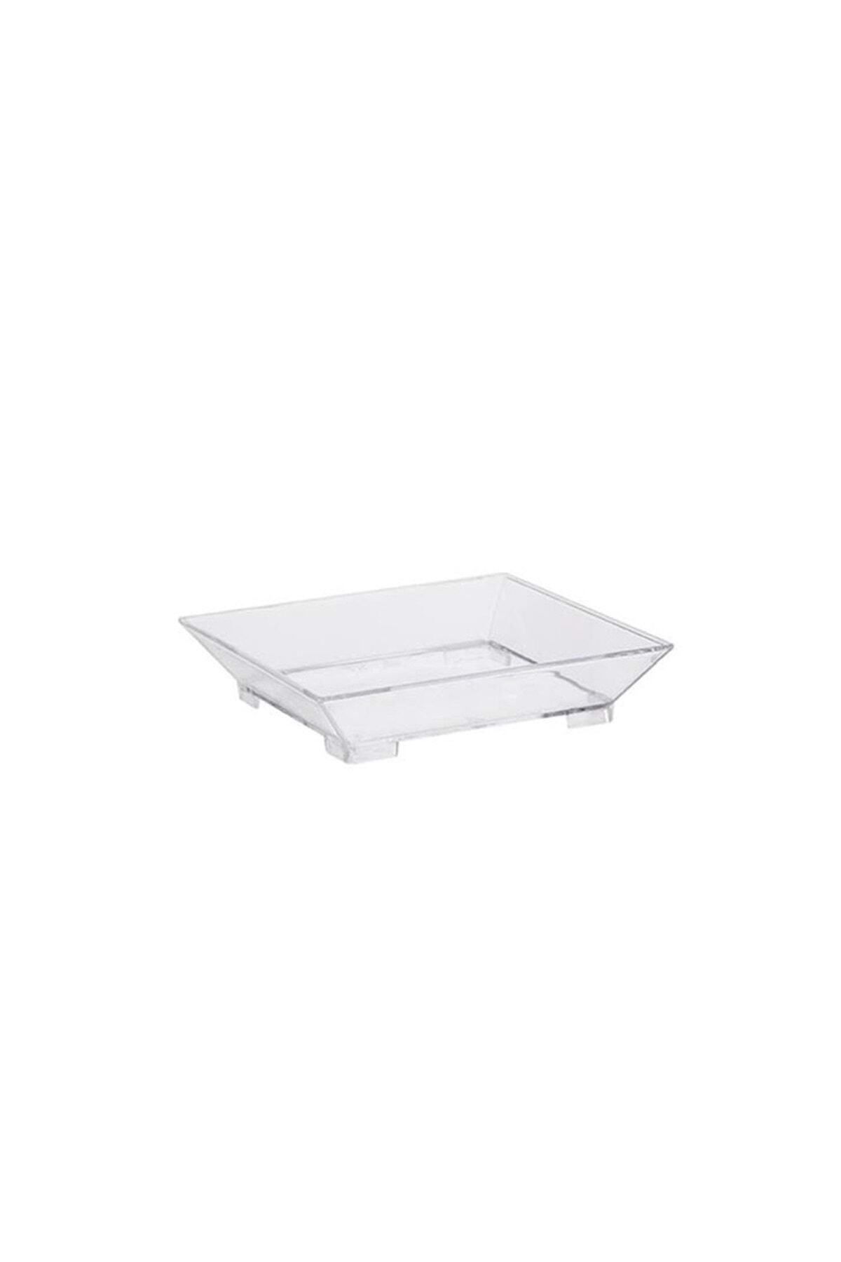 Mikasso Kristal Kare Mini Tabak Şeffaf 60mm - 50'li Beyaz
